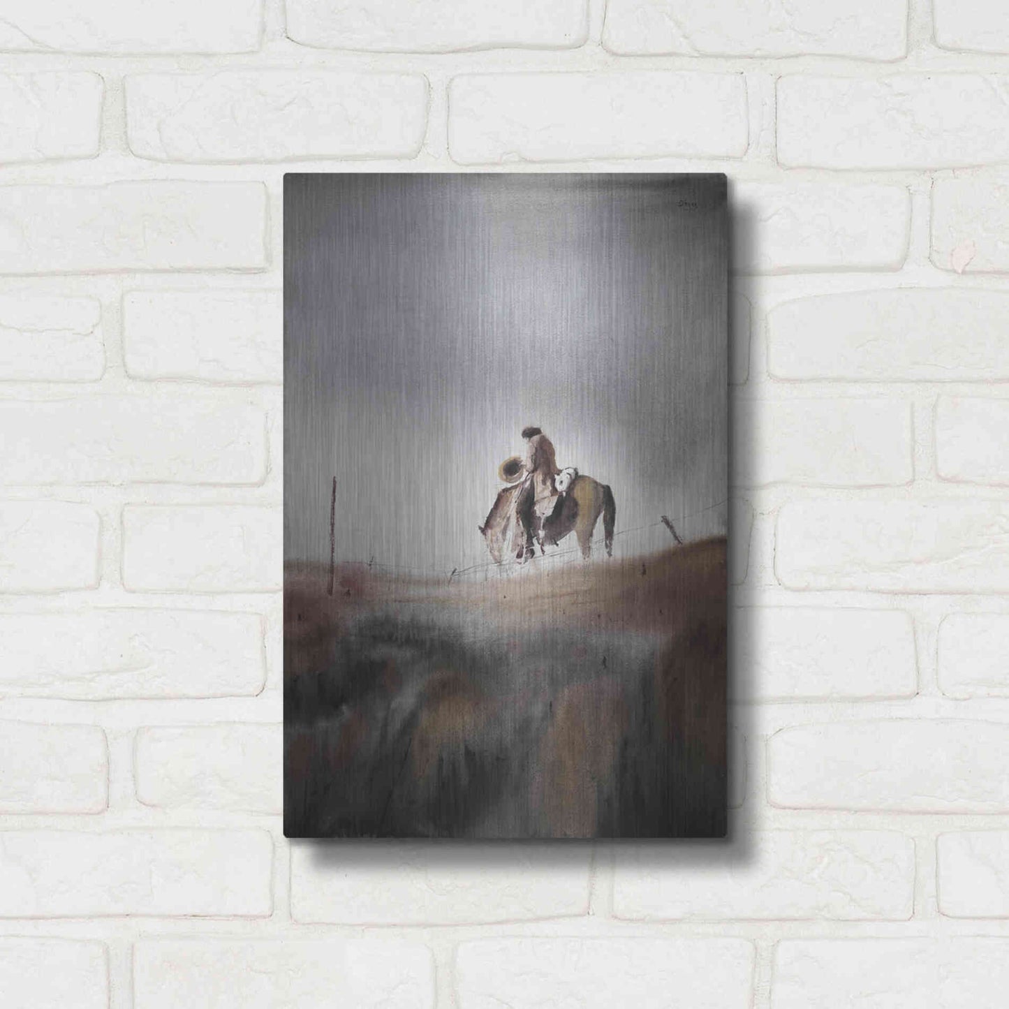 Luxe Metal Art 'Melancholy' by Oscar Alvarez Pardo, Metal Wall Art,12x16