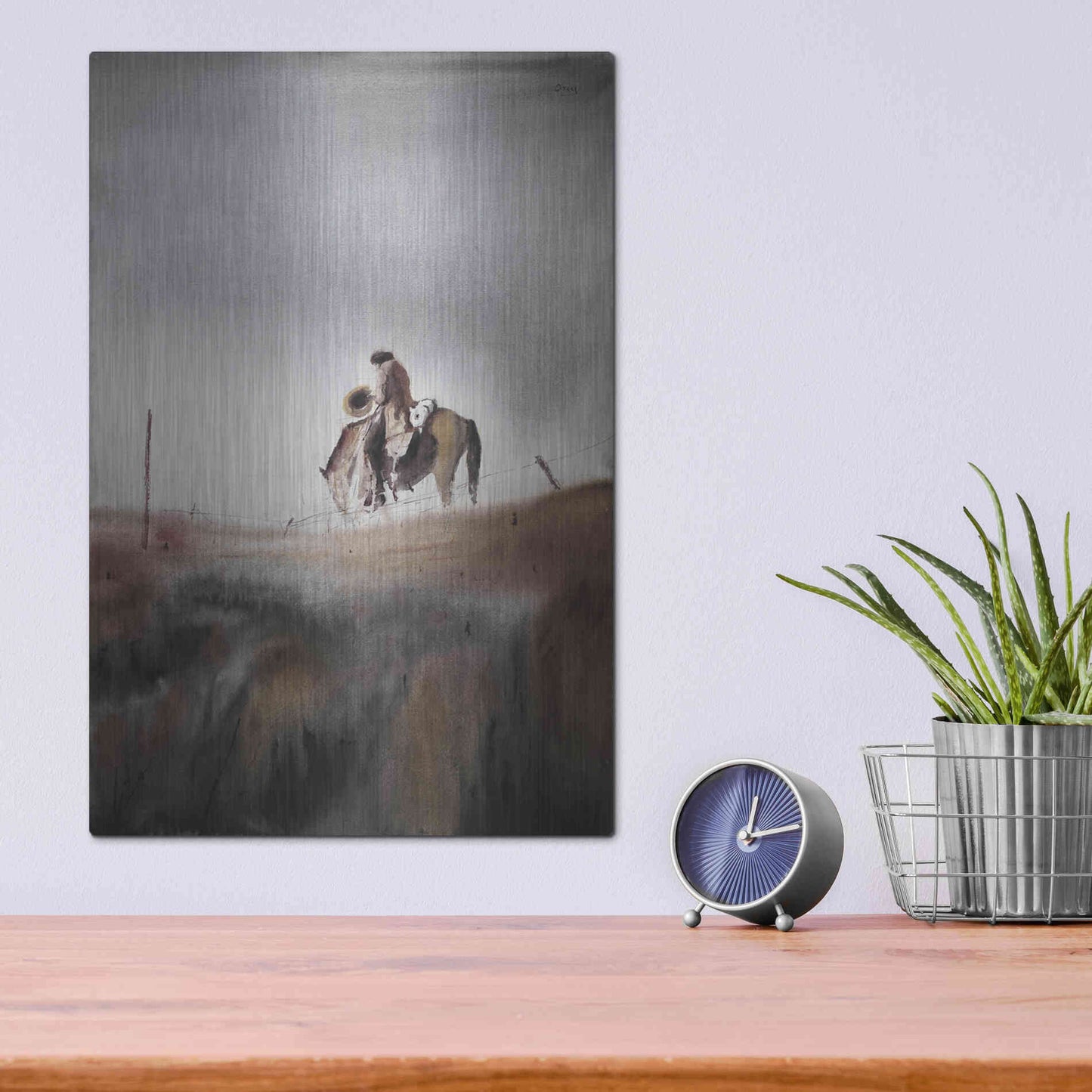 Luxe Metal Art 'Melancholy' by Oscar Alvarez Pardo, Metal Wall Art,12x16