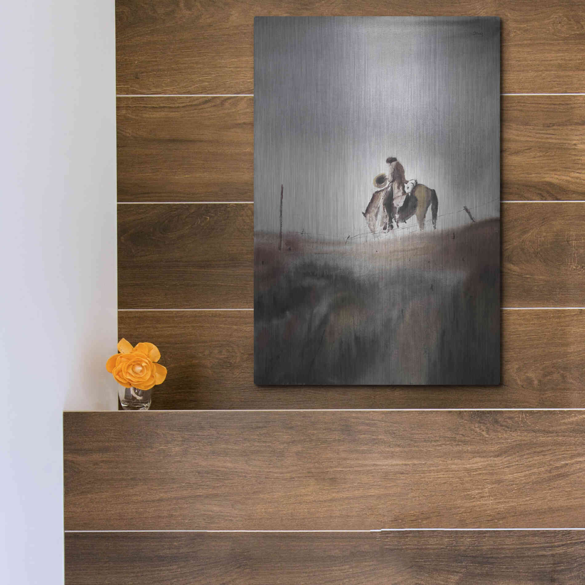Luxe Metal Art 'Melancholy' by Oscar Alvarez Pardo, Metal Wall Art,12x16