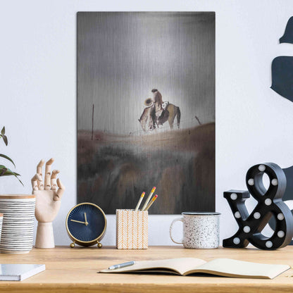 Luxe Metal Art 'Melancholy' by Oscar Alvarez Pardo, Metal Wall Art,12x16