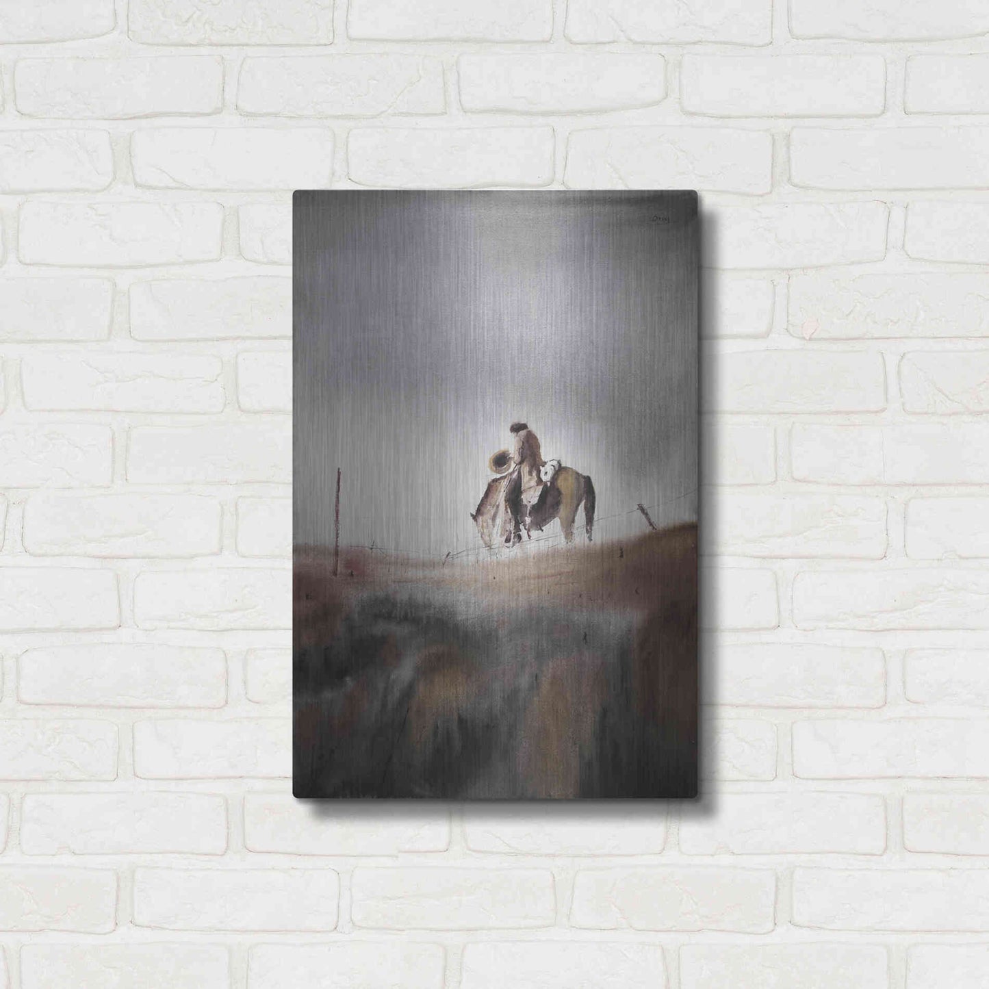 Luxe Metal Art 'Melancholy' by Oscar Alvarez Pardo, Metal Wall Art,16x24