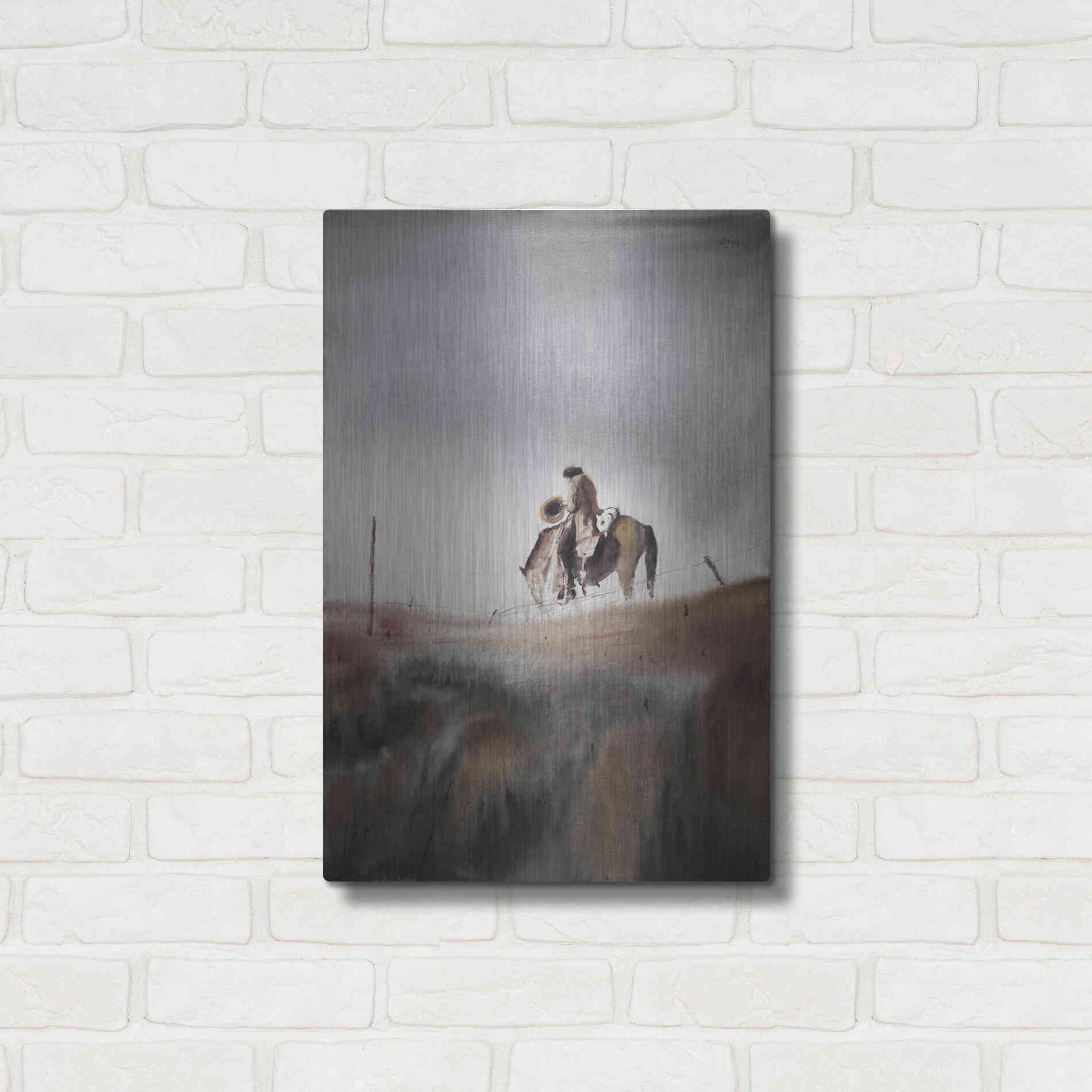 Luxe Metal Art 'Melancholy' by Oscar Alvarez Pardo, Metal Wall Art,16x24