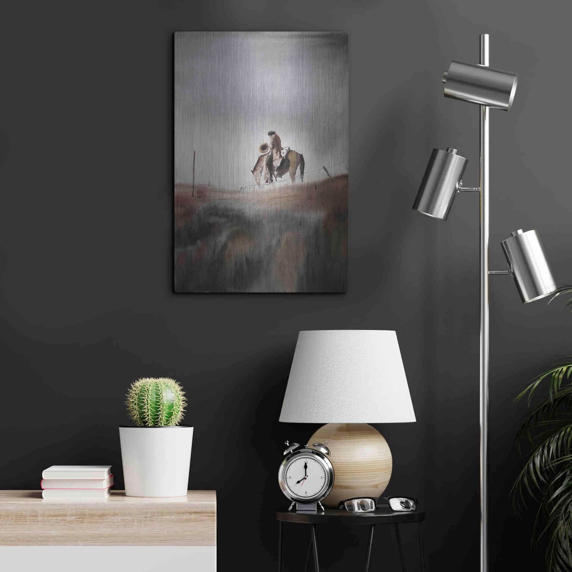 Luxe Metal Art 'Melancholy' by Oscar Alvarez Pardo, Metal Wall Art,16x24