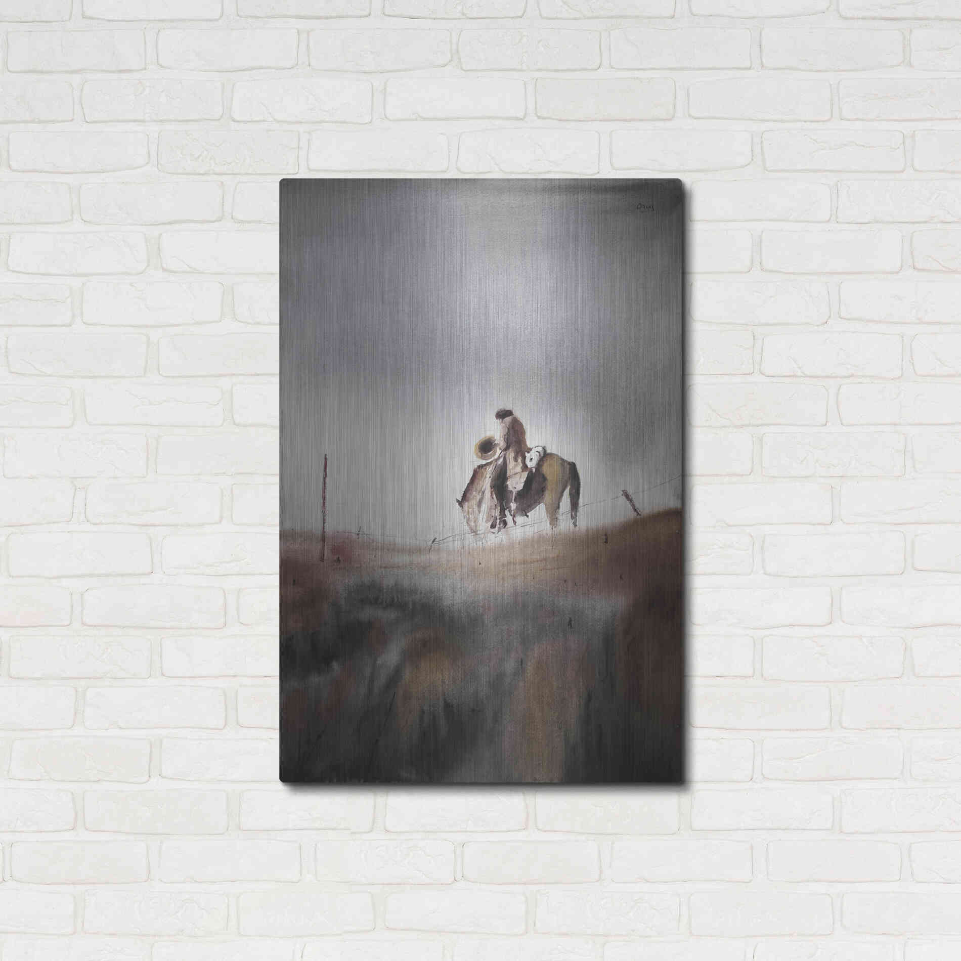 Luxe Metal Art 'Melancholy' by Oscar Alvarez Pardo, Metal Wall Art,24x36