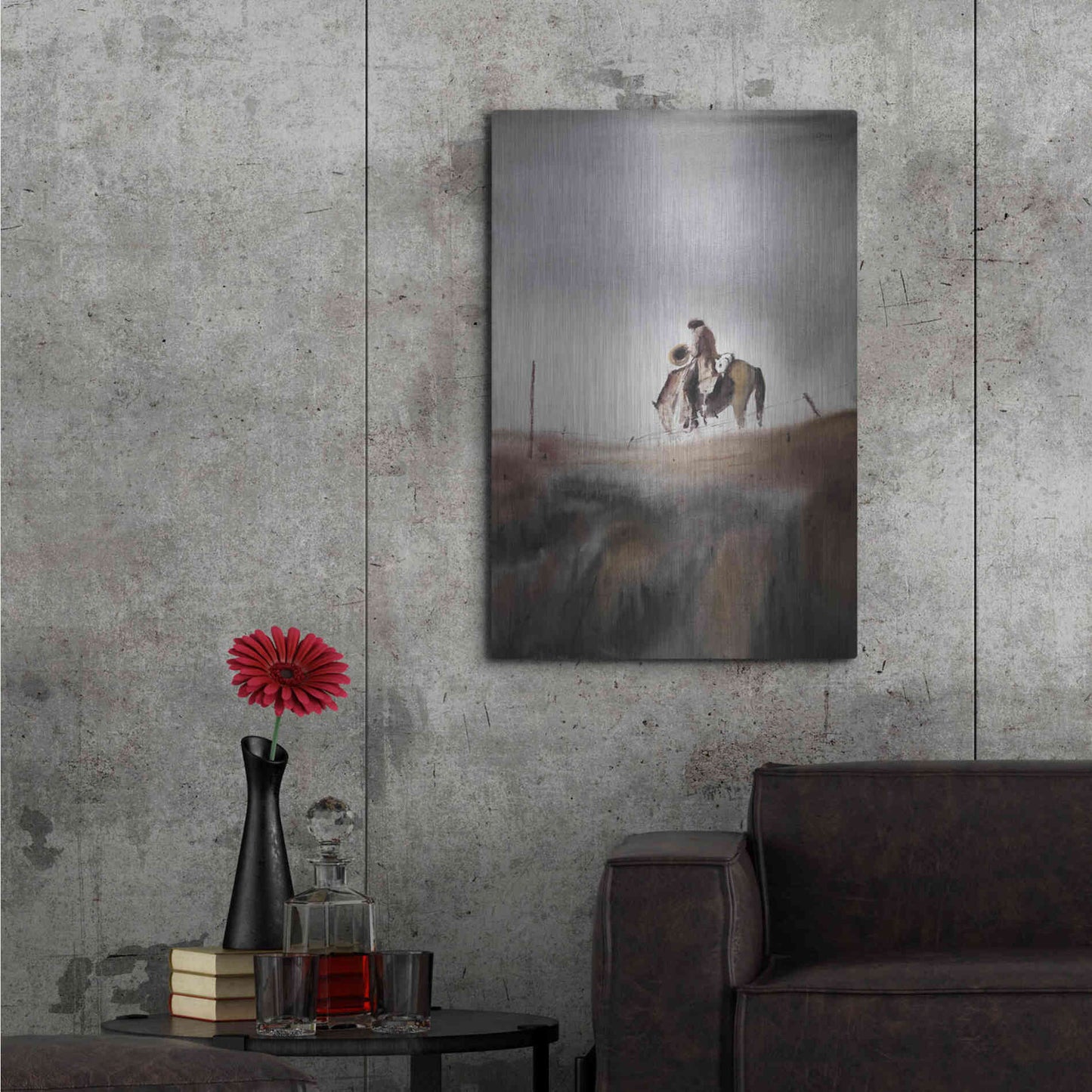 Luxe Metal Art 'Melancholy' by Oscar Alvarez Pardo, Metal Wall Art,24x36