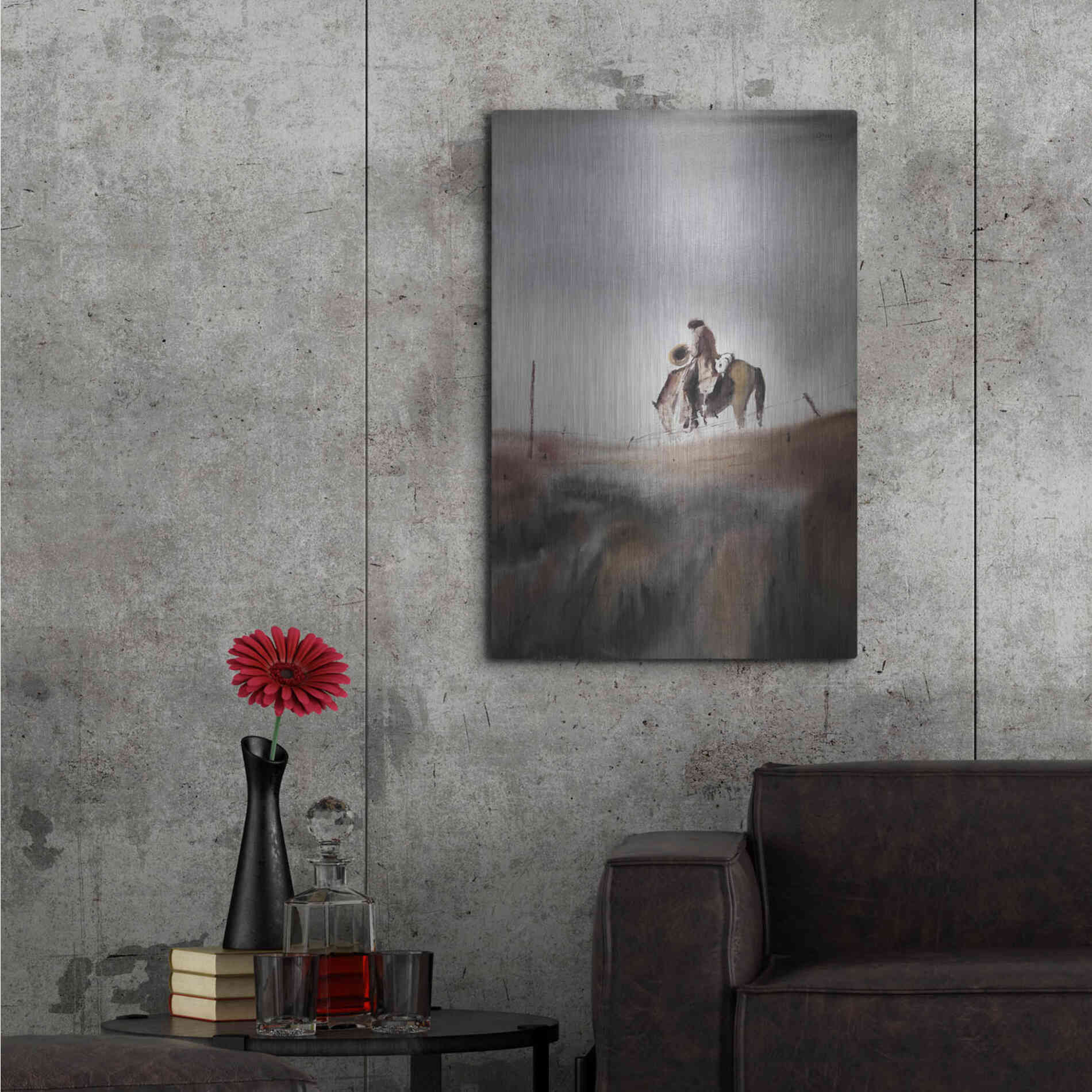Luxe Metal Art 'Melancholy' by Oscar Alvarez Pardo, Metal Wall Art,24x36