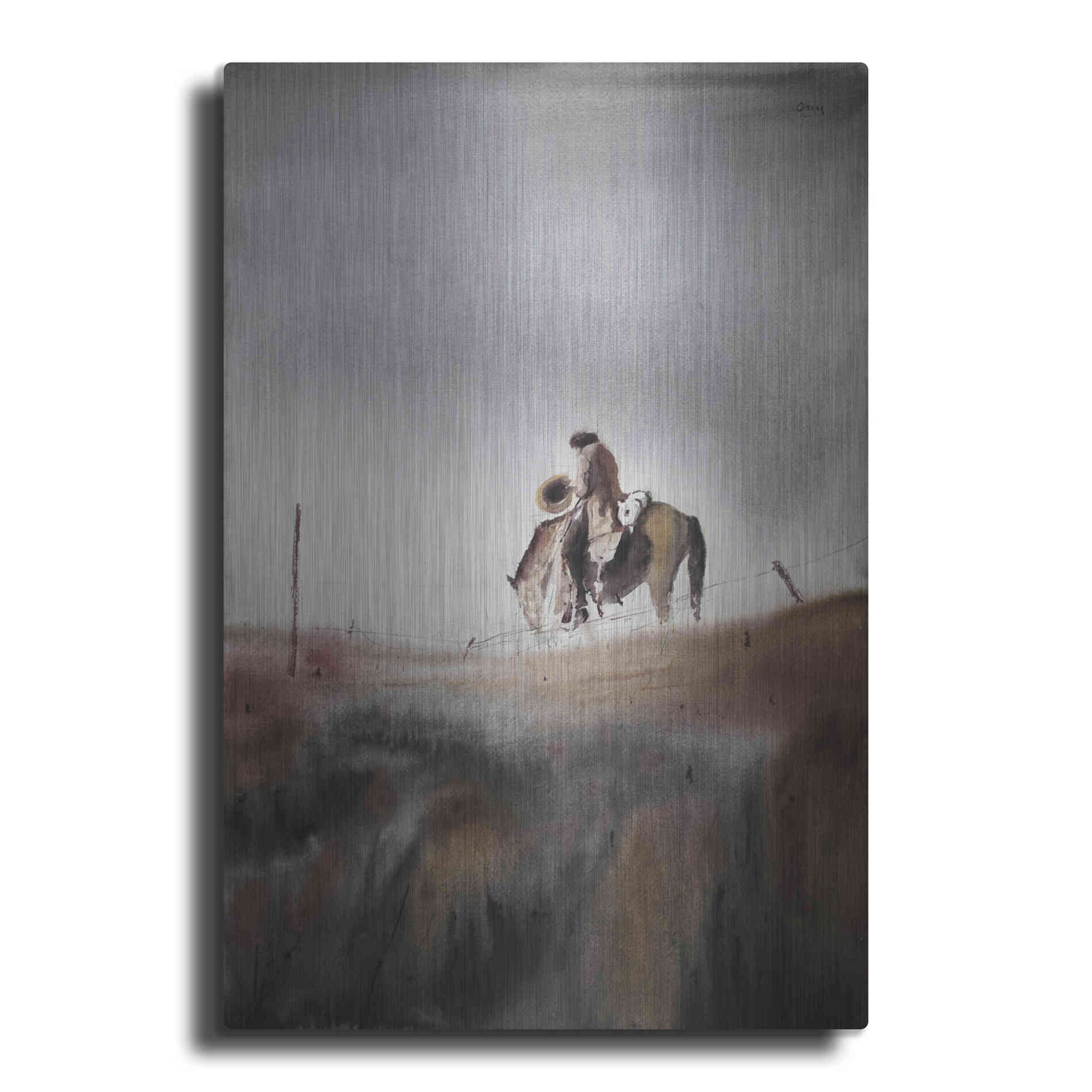Luxe Metal Art 'Melancholy' by Oscar Alvarez Pardo, Metal Wall Art