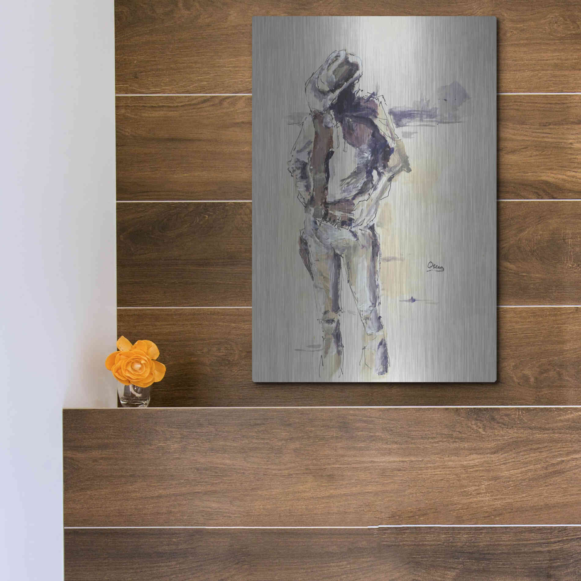 Luxe Metal Art 'Sketch' by Oscar Alvarez Pardo, Metal Wall Art,12x16