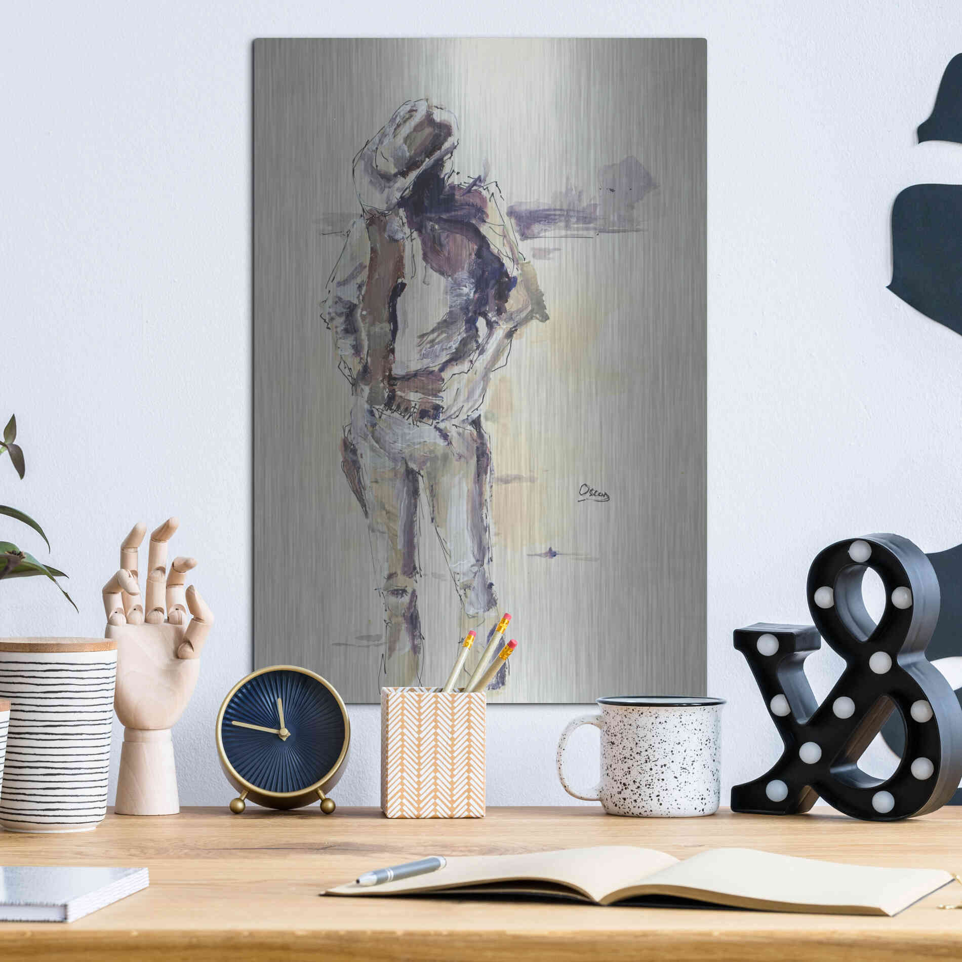 Luxe Metal Art 'Sketch' by Oscar Alvarez Pardo, Metal Wall Art,12x16