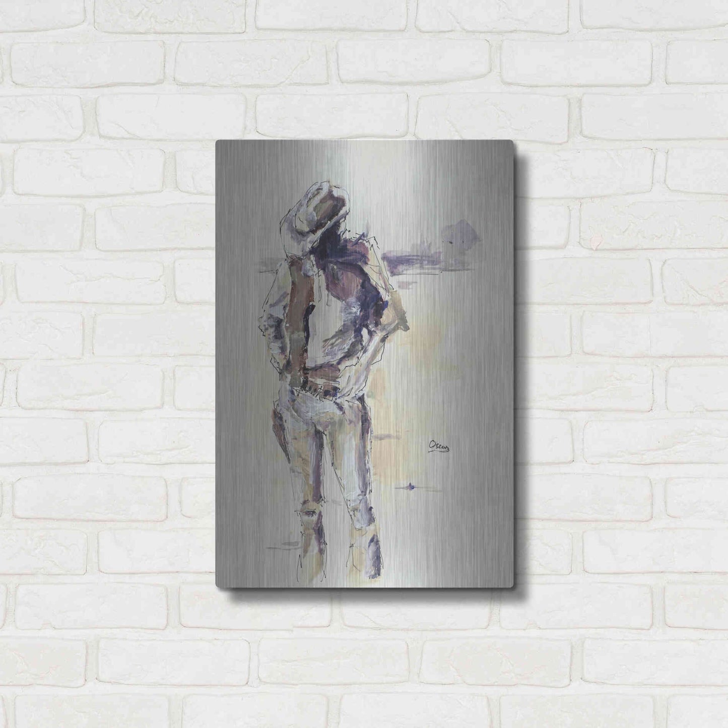 Luxe Metal Art 'Sketch' by Oscar Alvarez Pardo, Metal Wall Art,16x24