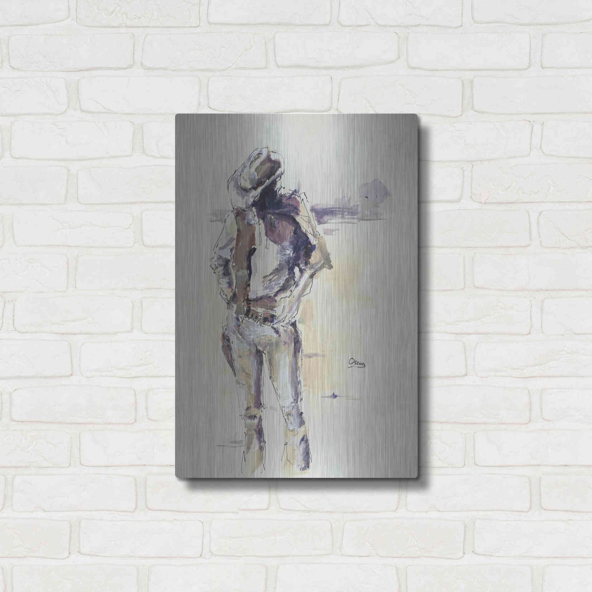 Luxe Metal Art 'Sketch' by Oscar Alvarez Pardo, Metal Wall Art,16x24