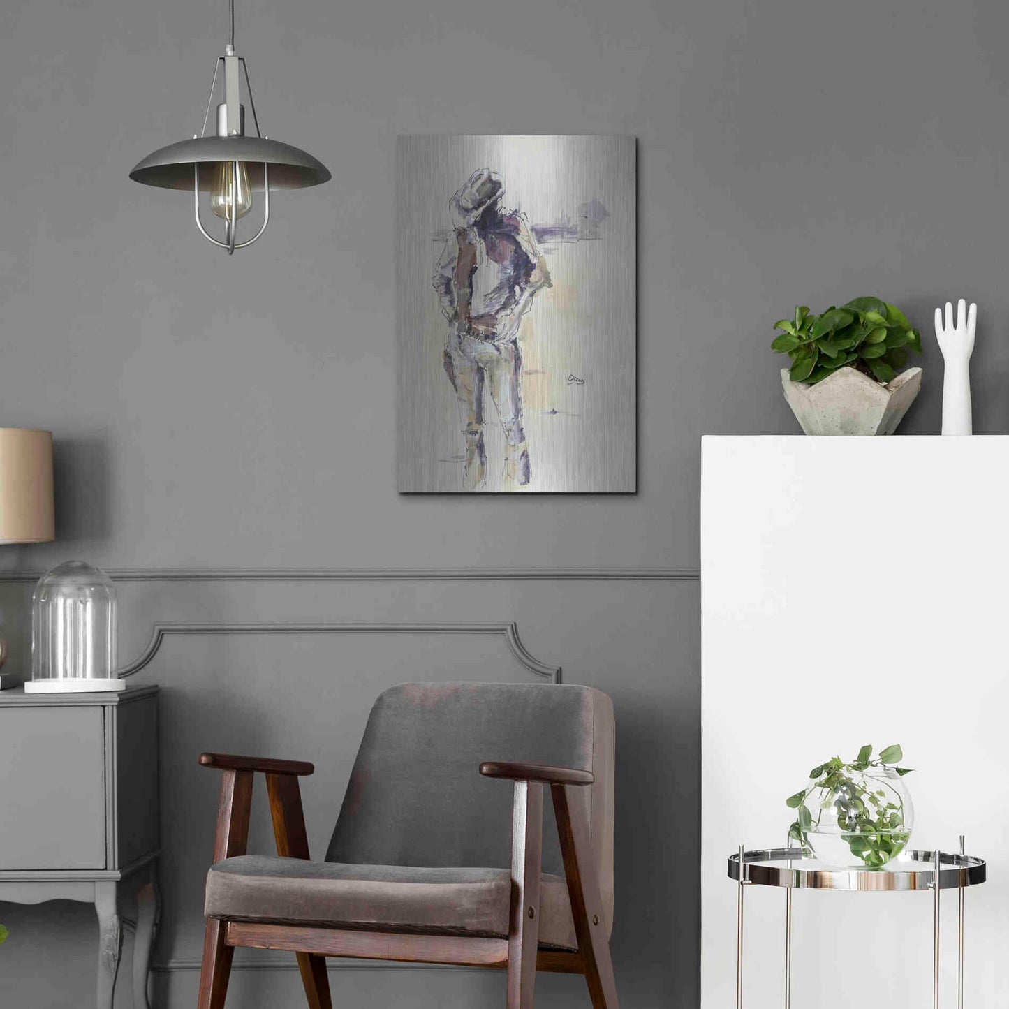 Luxe Metal Art 'Sketch' by Oscar Alvarez Pardo, Metal Wall Art,16x24