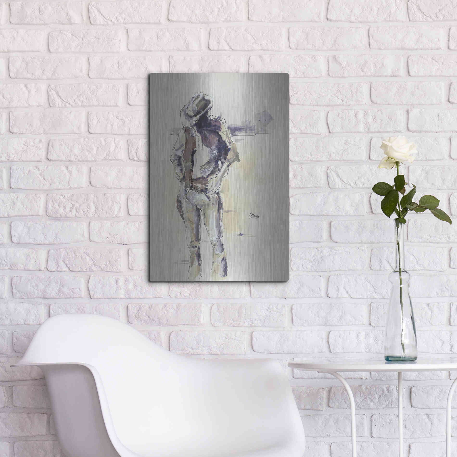 Luxe Metal Art 'Sketch' by Oscar Alvarez Pardo, Metal Wall Art,16x24
