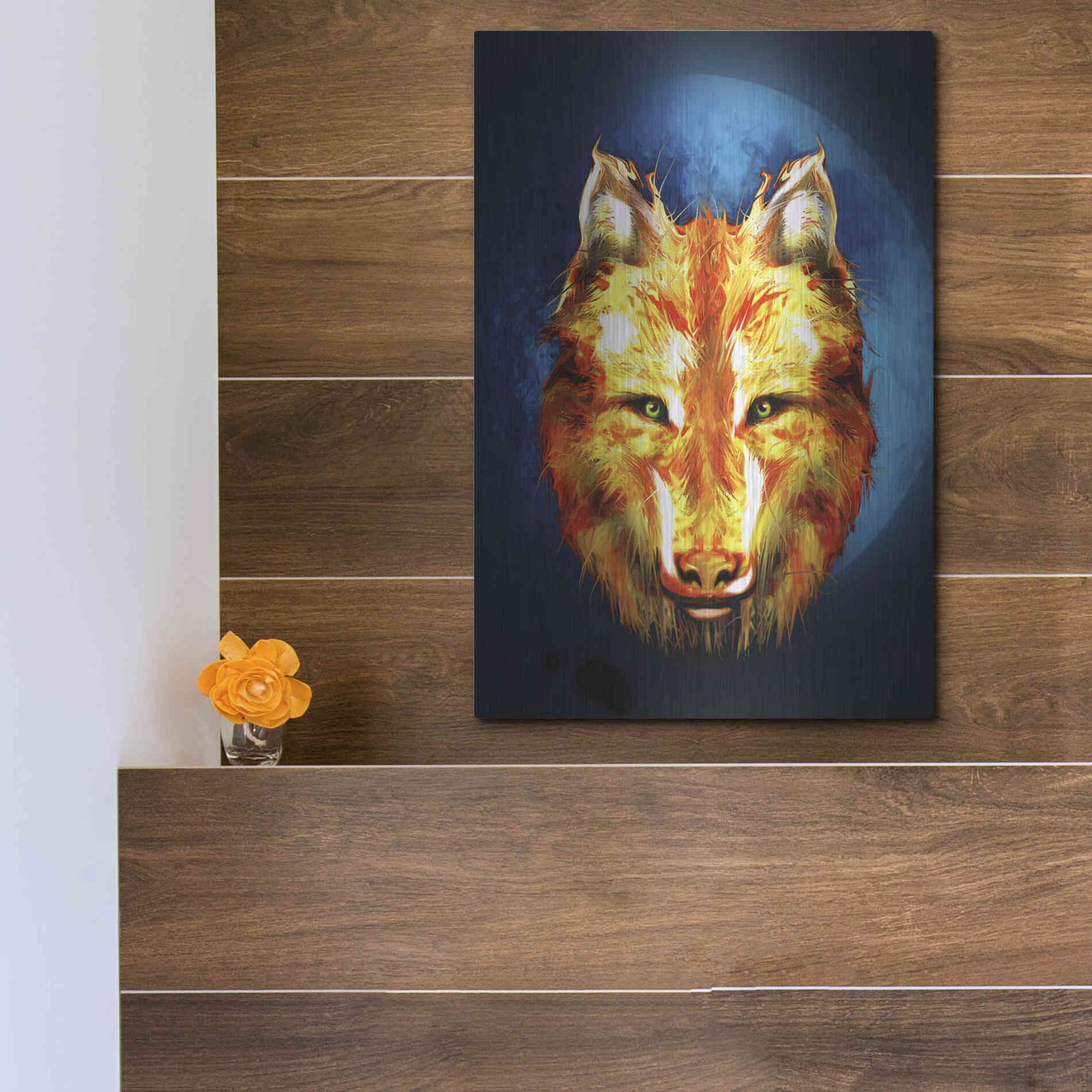 Luxe Metal Art 'Lone Wolf' by Michael StewArt, Metal Wall Art,12x16