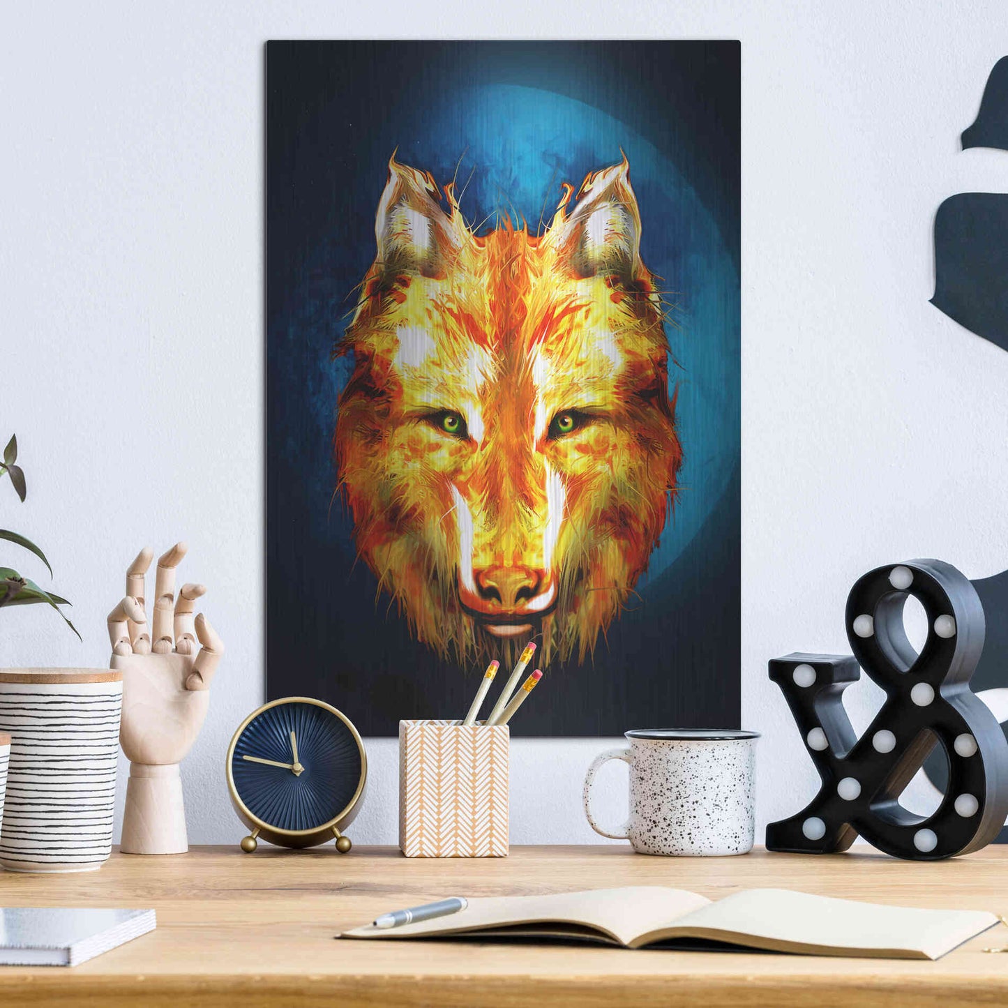 Luxe Metal Art 'Lone Wolf' by Michael StewArt, Metal Wall Art,12x16