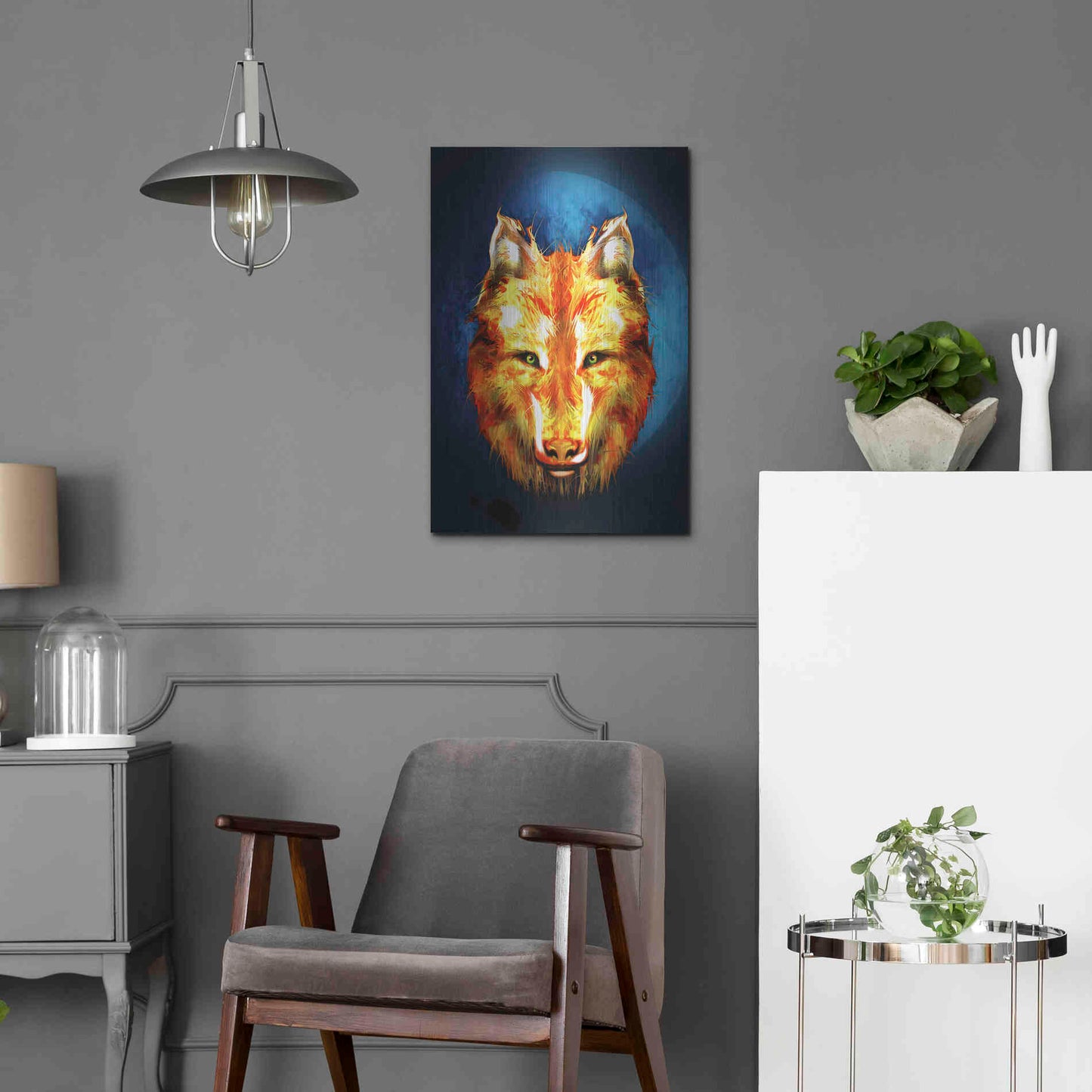 Luxe Metal Art 'Lone Wolf' by Michael StewArt, Metal Wall Art,16x24