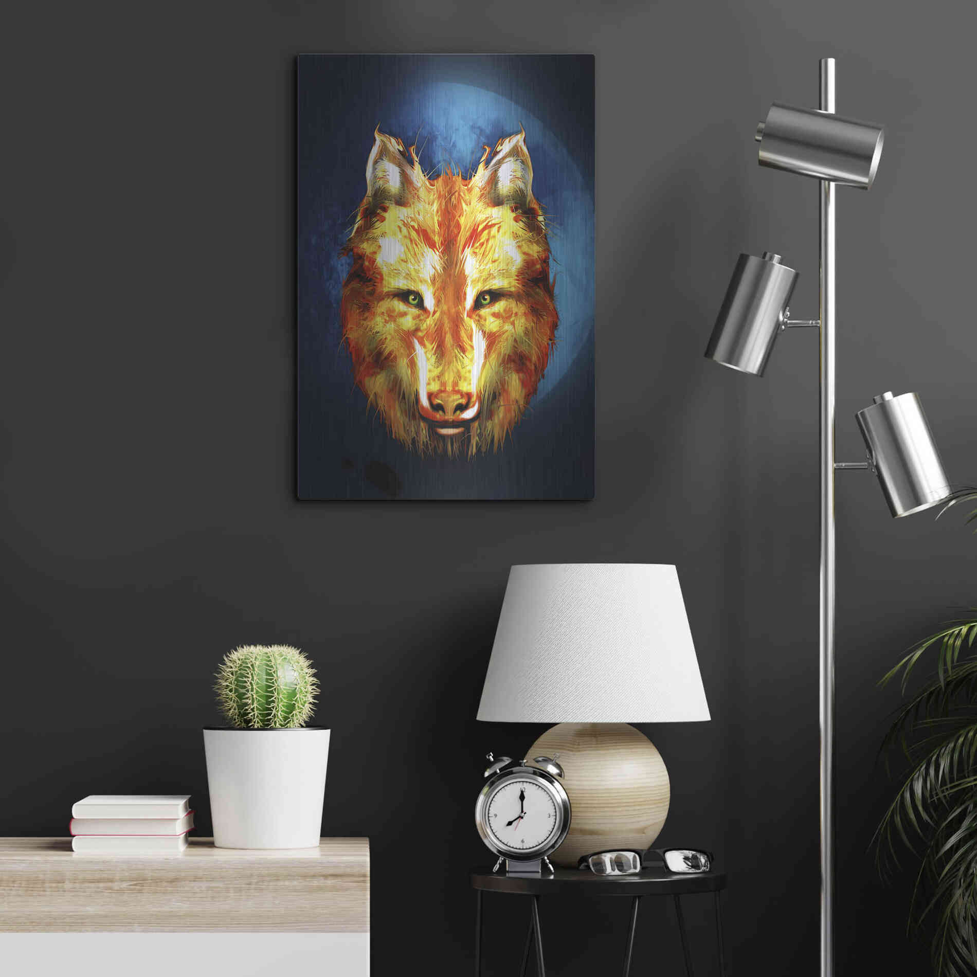 Luxe Metal Art 'Lone Wolf' by Michael StewArt, Metal Wall Art,16x24