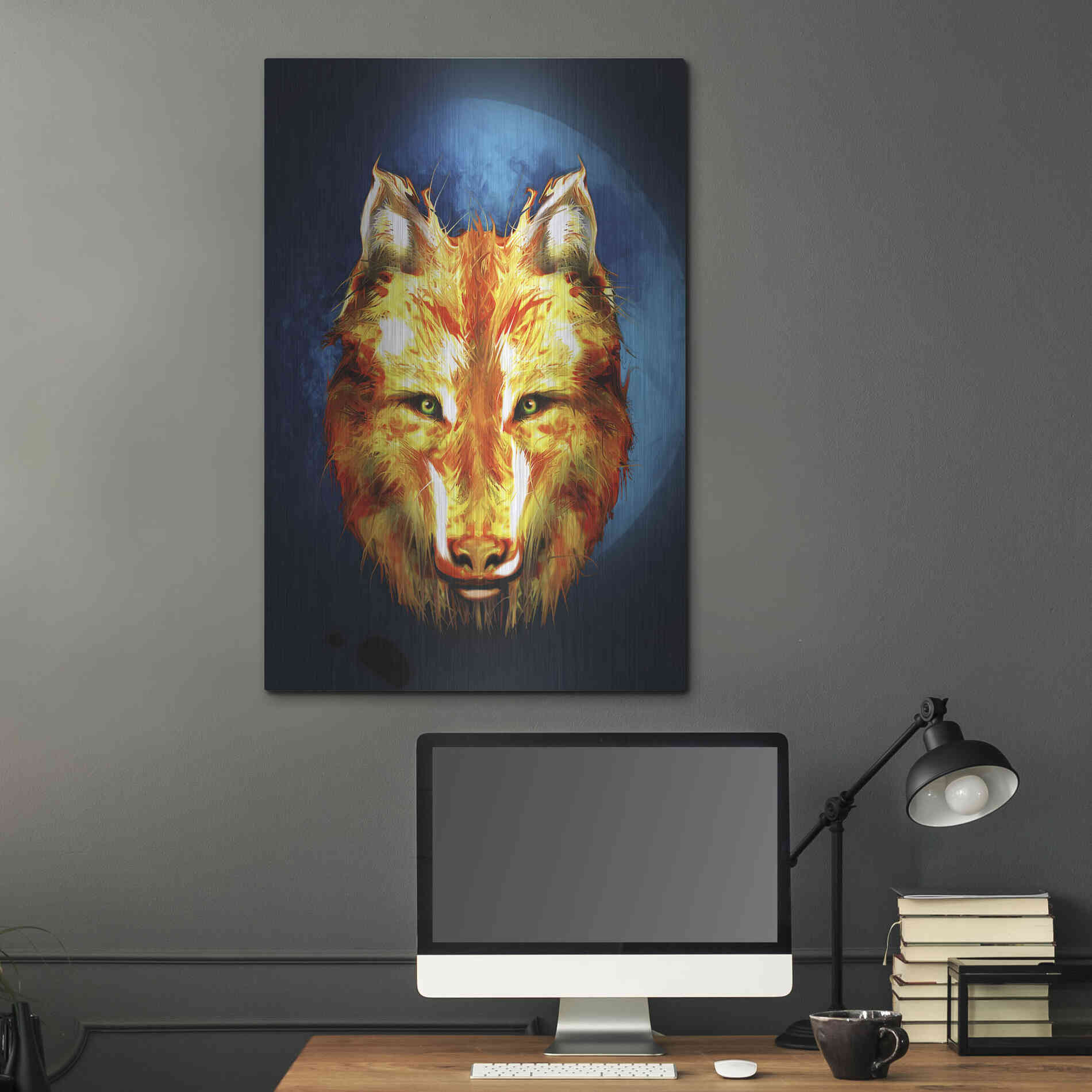 Luxe Metal Art 'Lone Wolf' by Michael StewArt, Metal Wall Art,24x36