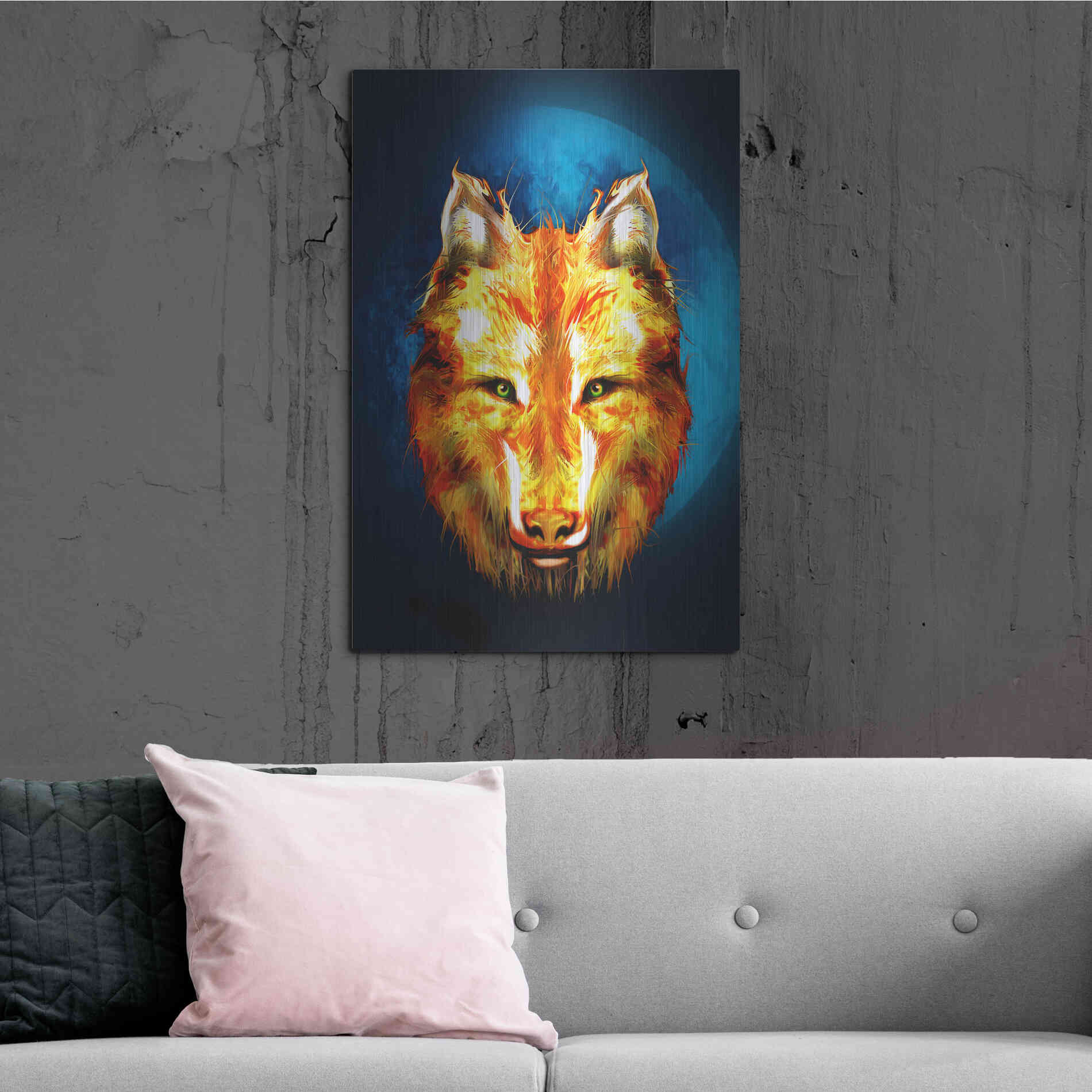 Luxe Metal Art 'Lone Wolf' by Michael StewArt, Metal Wall Art,24x36