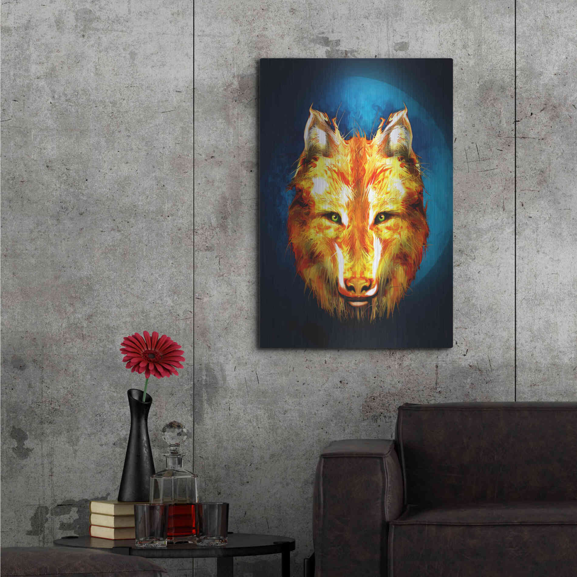 Luxe Metal Art 'Lone Wolf' by Michael StewArt, Metal Wall Art,24x36