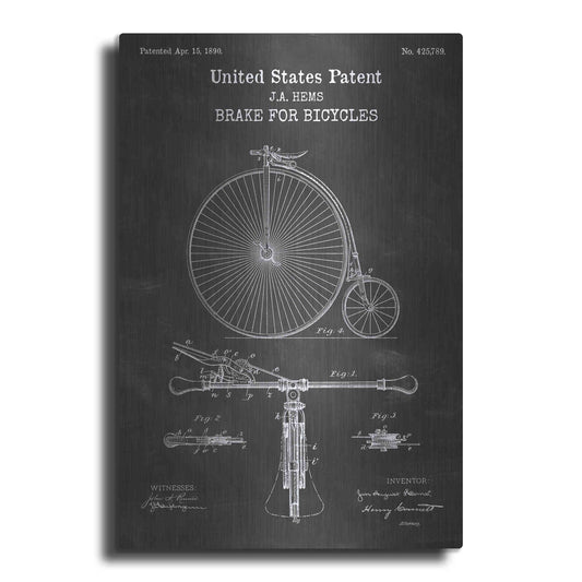 Luxe Metal Art 'Brake for Vintage Bicycle Blueprint Patent Chalkboard' Metal Wall Art