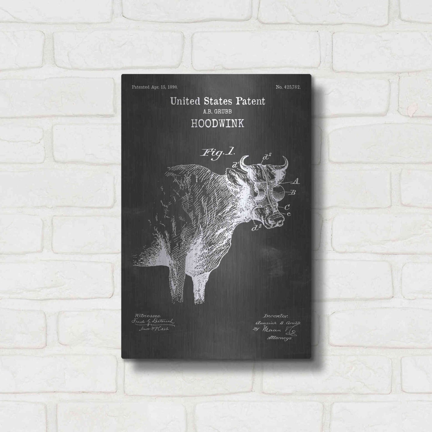 Luxe Metal Art 'Hoodwink Blueprint Patent Chalkboard' Metal Wall Art,12x16