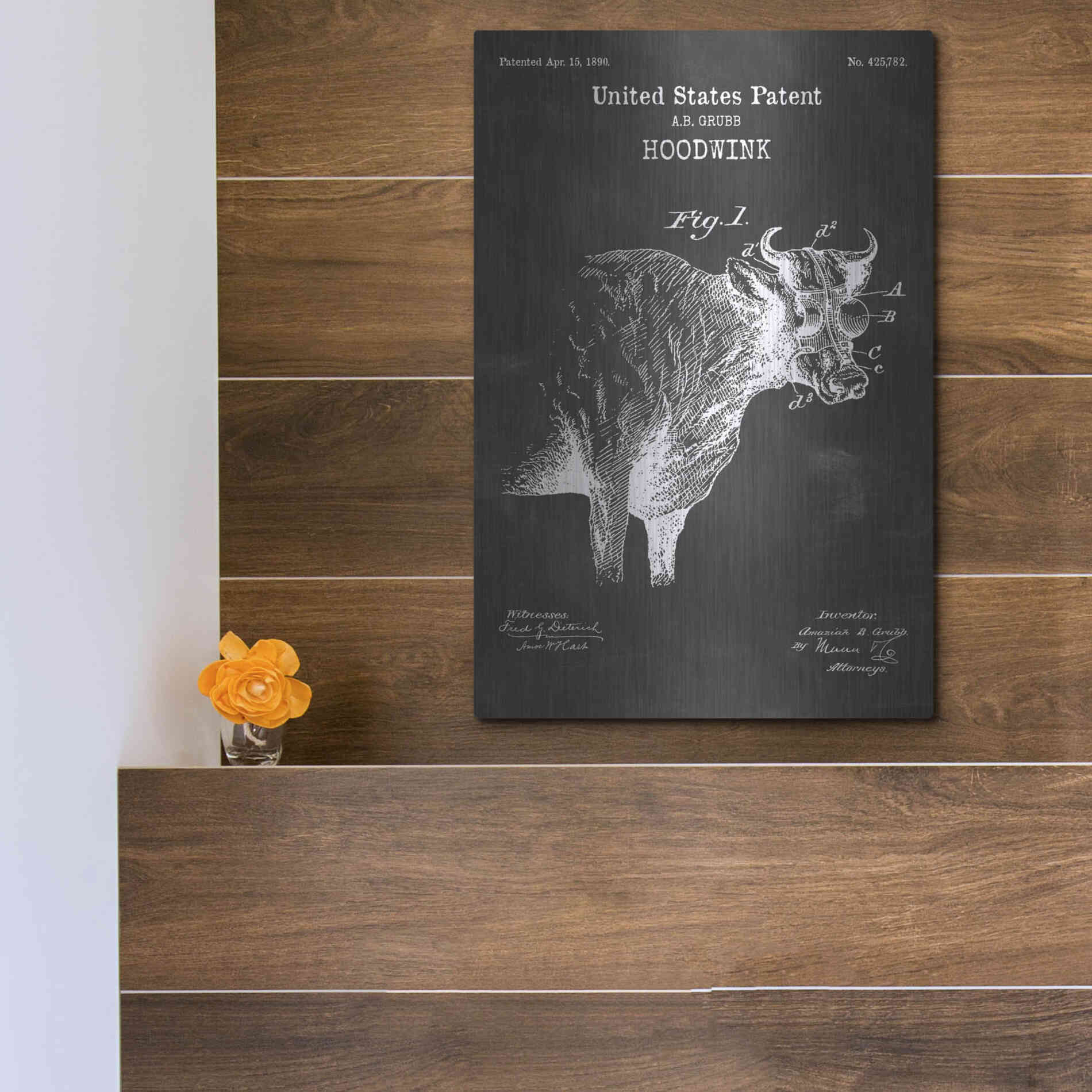 Luxe Metal Art 'Hoodwink Blueprint Patent Chalkboard' Metal Wall Art,12x16