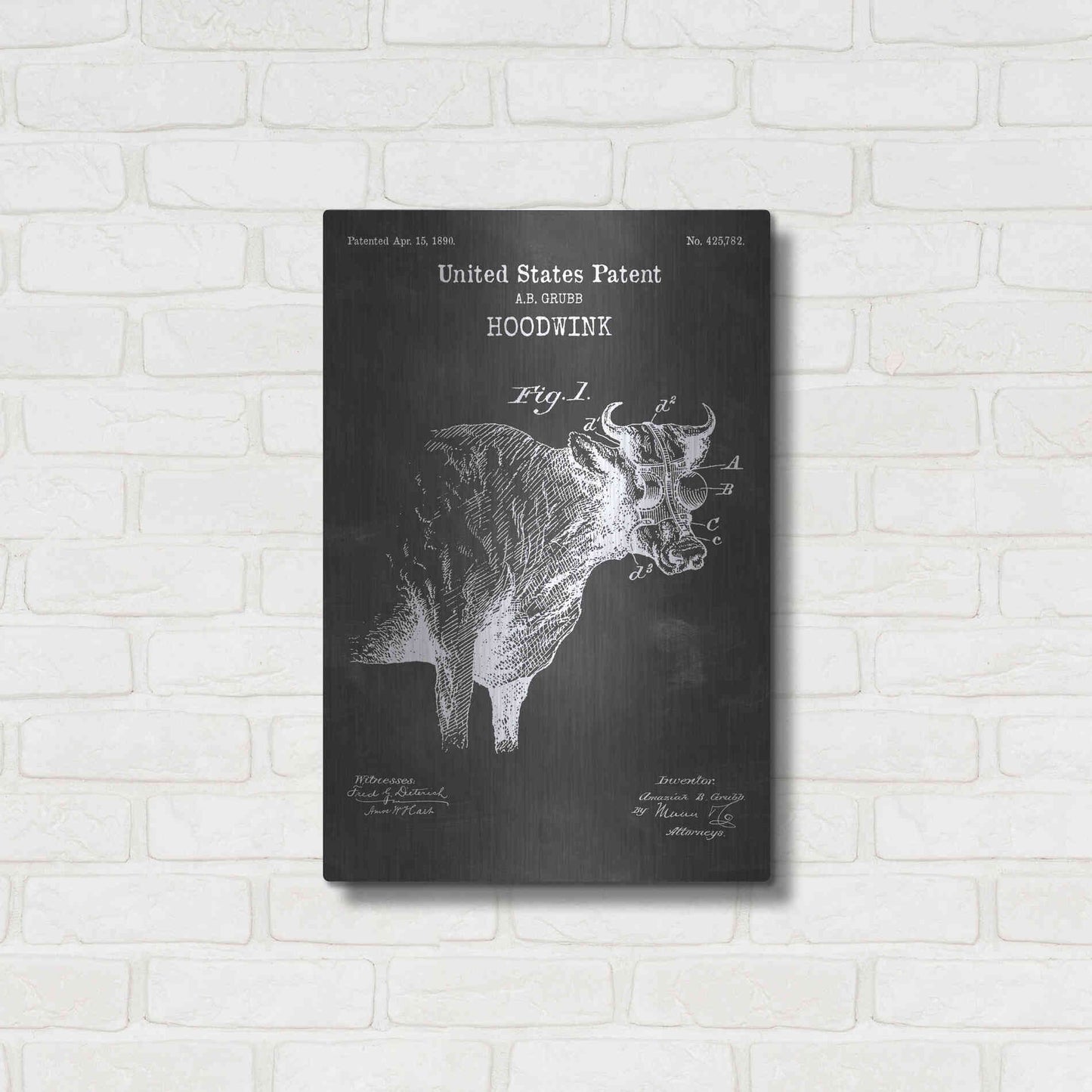 Luxe Metal Art 'Hoodwink Blueprint Patent Chalkboard' Metal Wall Art,16x24