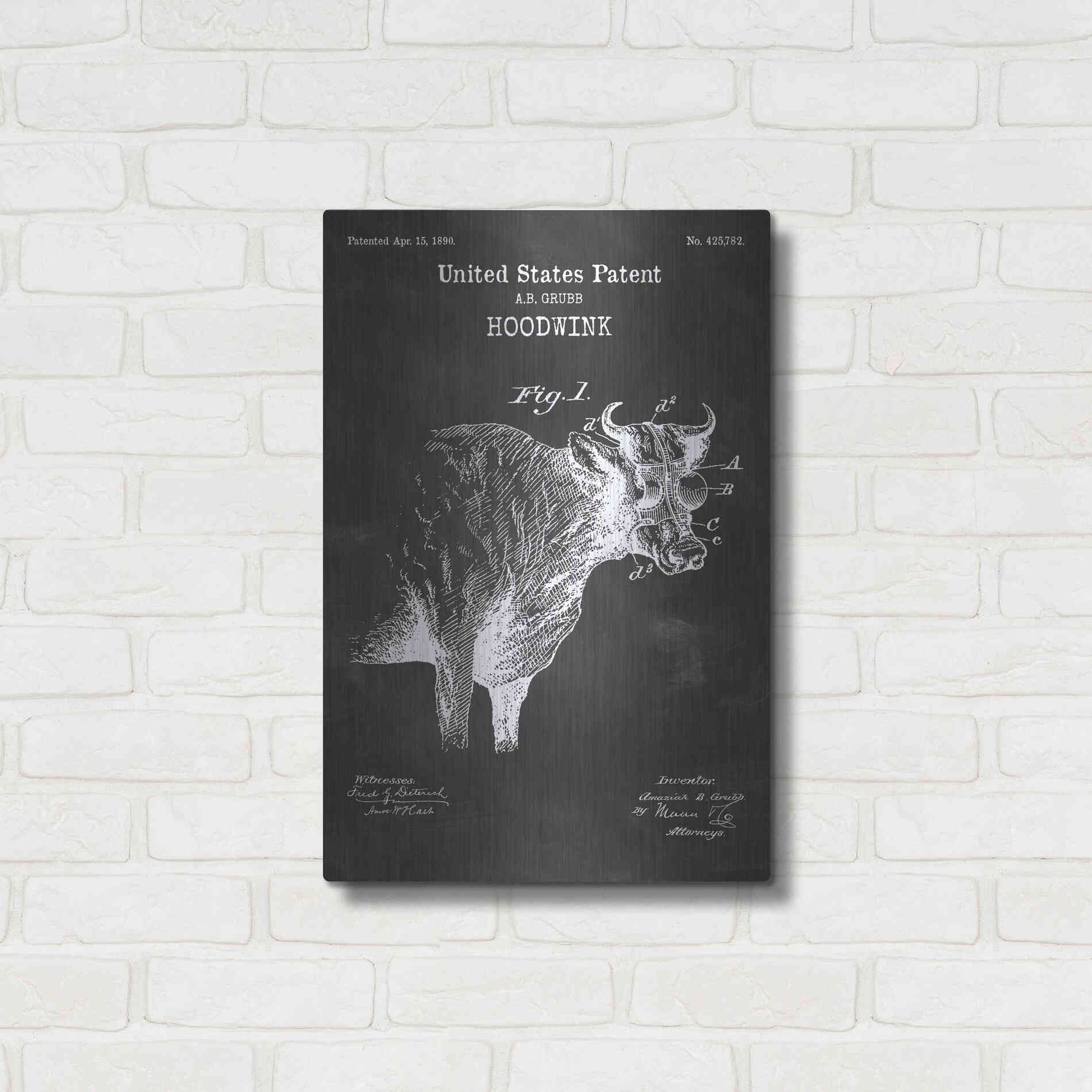 Luxe Metal Art 'Hoodwink Blueprint Patent Chalkboard' Metal Wall Art,16x24