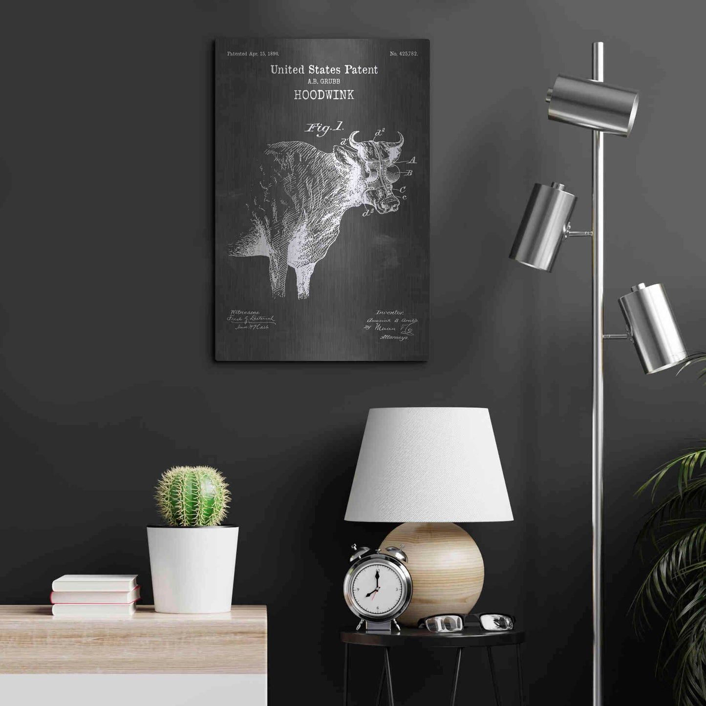 Luxe Metal Art 'Hoodwink Blueprint Patent Chalkboard' Metal Wall Art,16x24