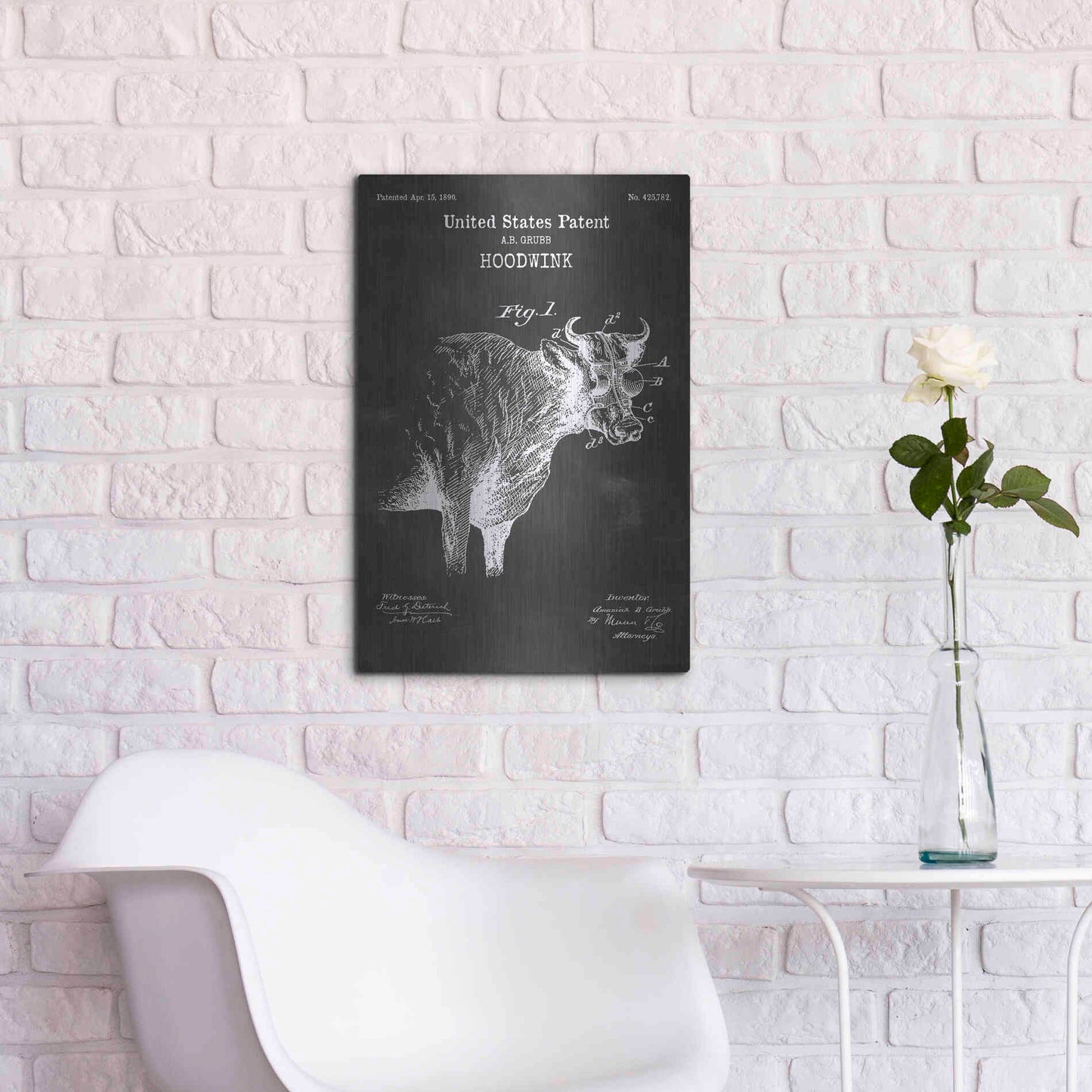 Luxe Metal Art 'Hoodwink Blueprint Patent Chalkboard' Metal Wall Art,16x24