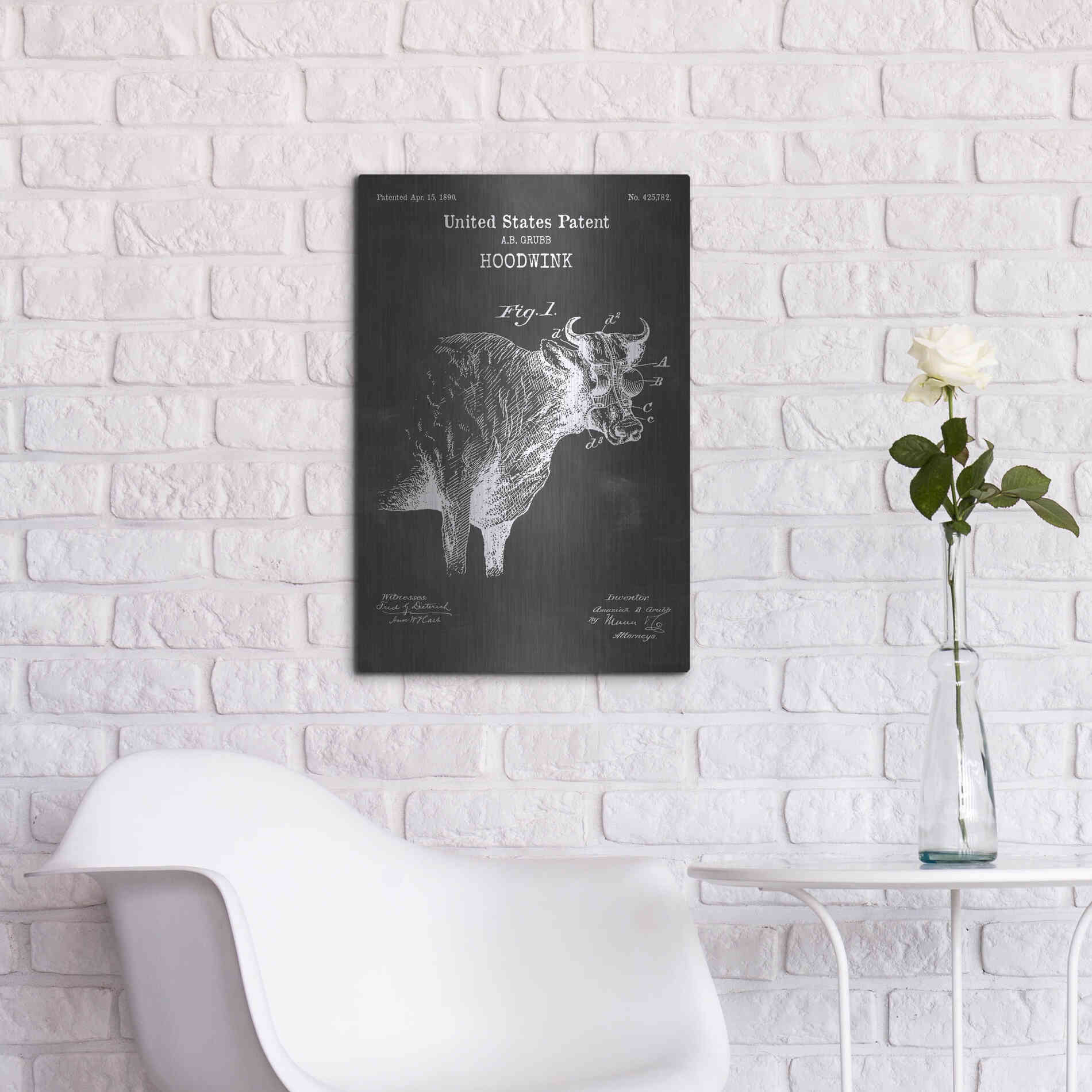 Luxe Metal Art 'Hoodwink Blueprint Patent Chalkboard' Metal Wall Art,16x24