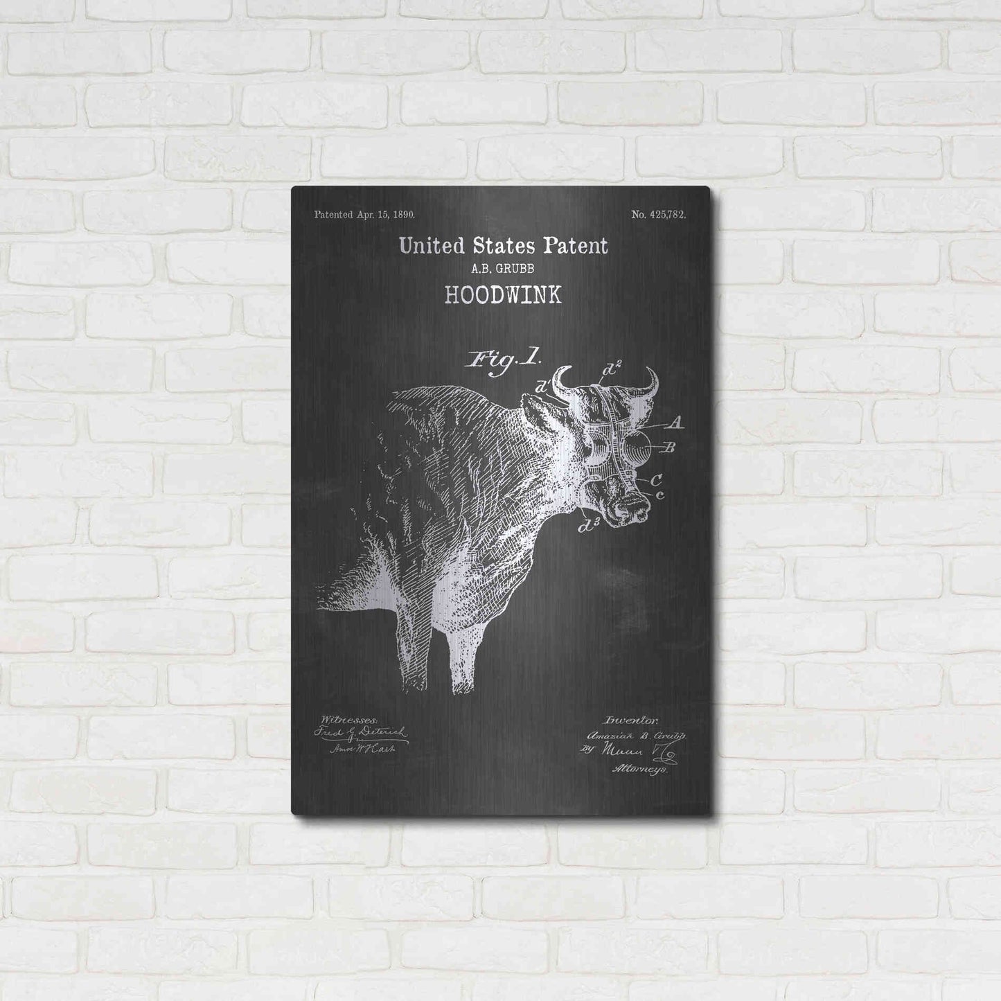 Luxe Metal Art 'Hoodwink Blueprint Patent Chalkboard' Metal Wall Art,24x36