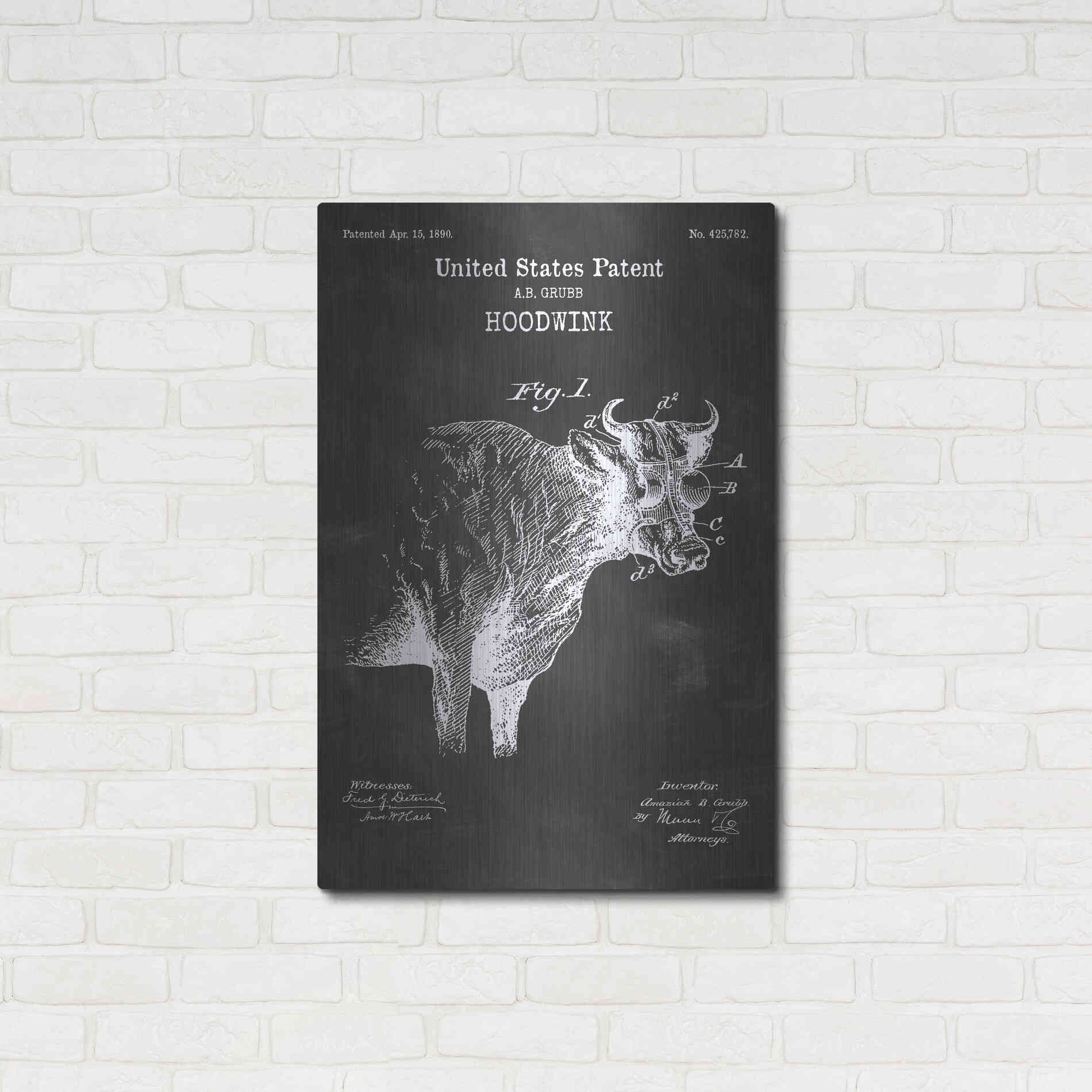 Luxe Metal Art 'Hoodwink Blueprint Patent Chalkboard' Metal Wall Art,24x36