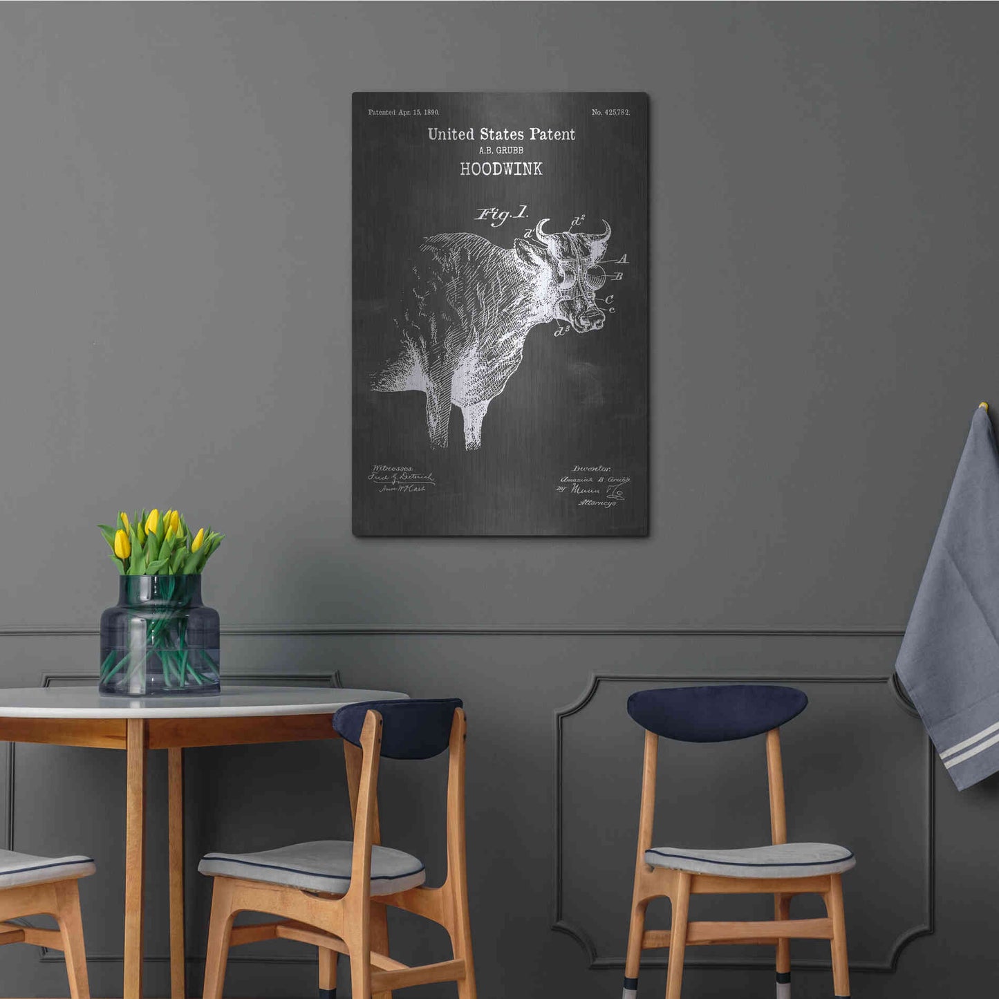 Luxe Metal Art 'Hoodwink Blueprint Patent Chalkboard' Metal Wall Art,24x36