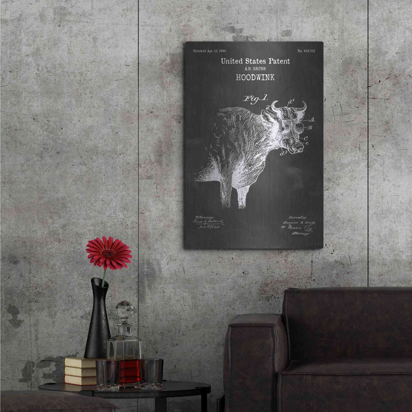 Luxe Metal Art 'Hoodwink Blueprint Patent Chalkboard' Metal Wall Art,24x36