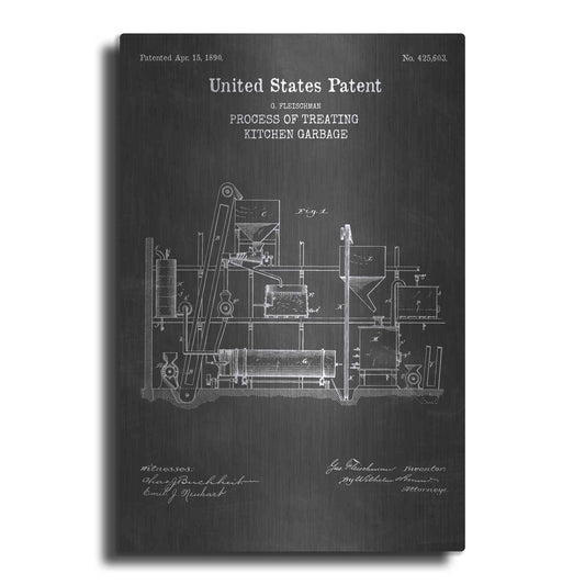 Luxe Metal Art 'Kitchen Garbage Recycler Blueprint Patent Chalkboard' Metal Wall Art