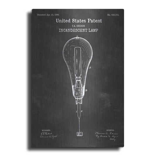 Luxe Metal Art 'Incandescent Lamp Blueprint Patent Chalkboard' Metal Wall Art