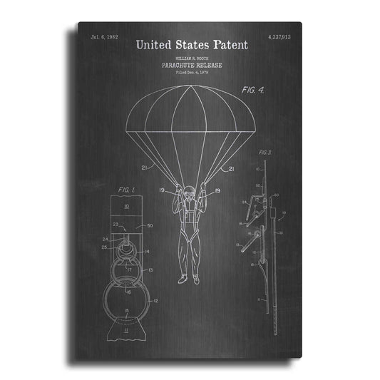 Luxe Metal Art 'Parachute Release Blueprint Patent Chalkboard' Metal Wall Art