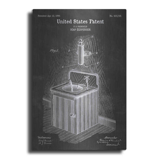 Luxe Metal Art 'Soap Dispenser Blueprint Patent Chalkboard' Metal Wall Art