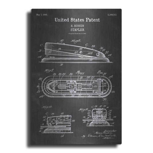 Luxe Metal Art 'Stapler Blueprint Patent Chalkboard' Metal Wall Art