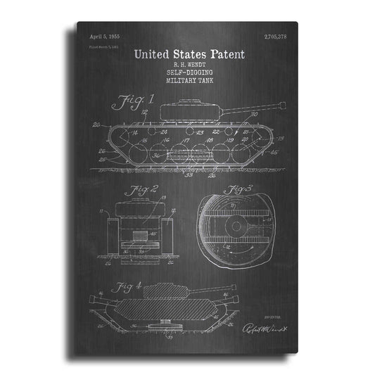 Luxe Metal Art 'Self-Digging Military Tank Blueprint Patent Chalkboard' Metal Wall Art