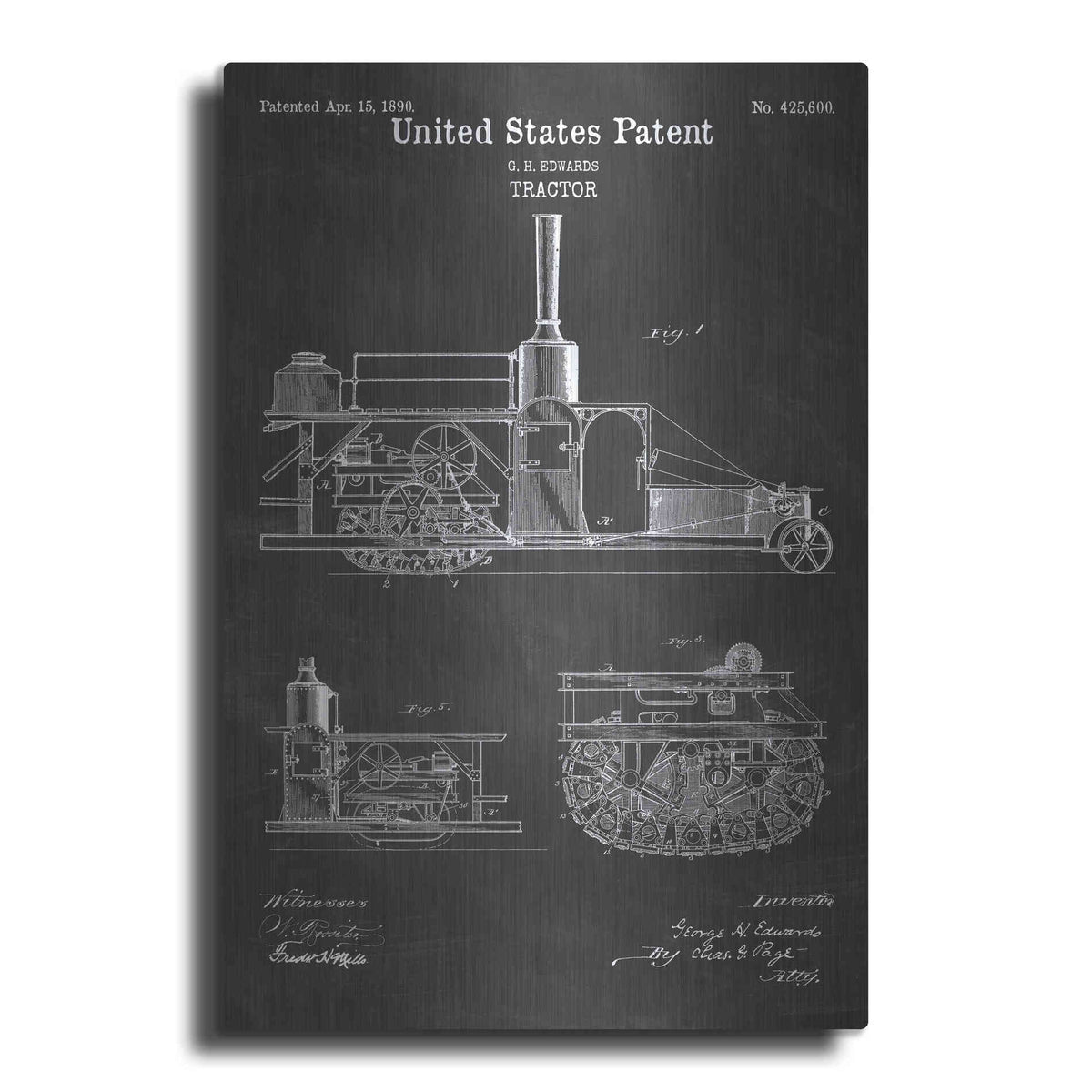 Luxe Metal Art 'Tractor Blueprint Patent Chalkboard' Metal Wall Art