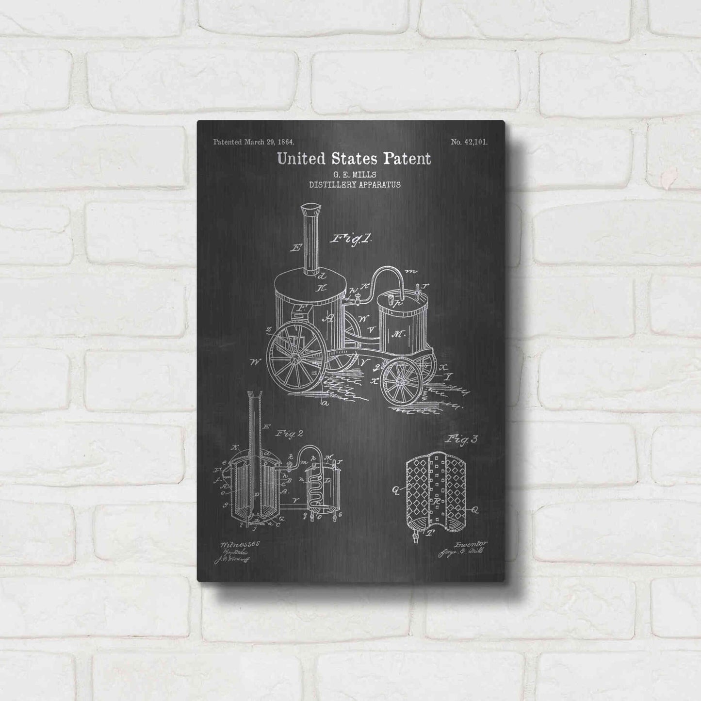 Luxe Metal Art 'Distillery Apparatus Blueprint Patent Chalkboard' Metal Wall Art,12x16
