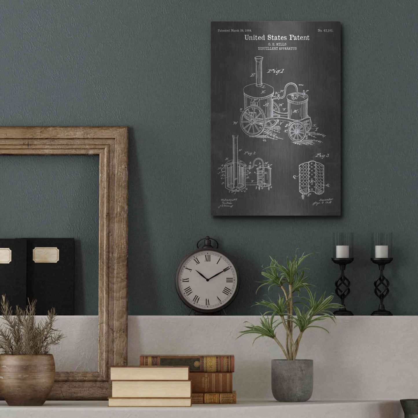 Luxe Metal Art 'Distillery Apparatus Blueprint Patent Chalkboard' Metal Wall Art,12x16