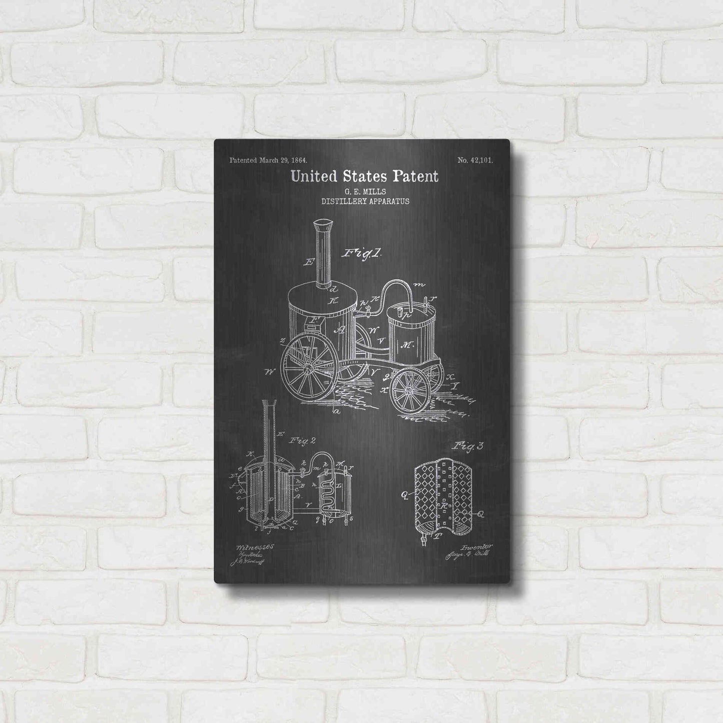 Luxe Metal Art 'Distillery Apparatus Blueprint Patent Chalkboard' Metal Wall Art,16x24