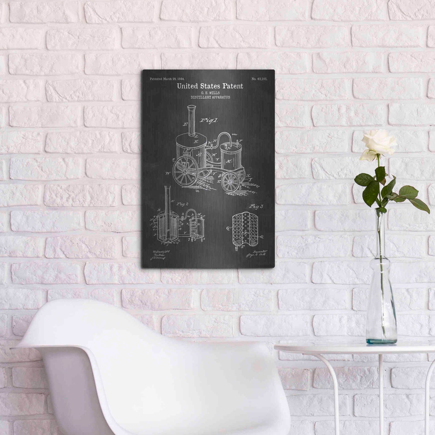 Luxe Metal Art 'Distillery Apparatus Blueprint Patent Chalkboard' Metal Wall Art,16x24