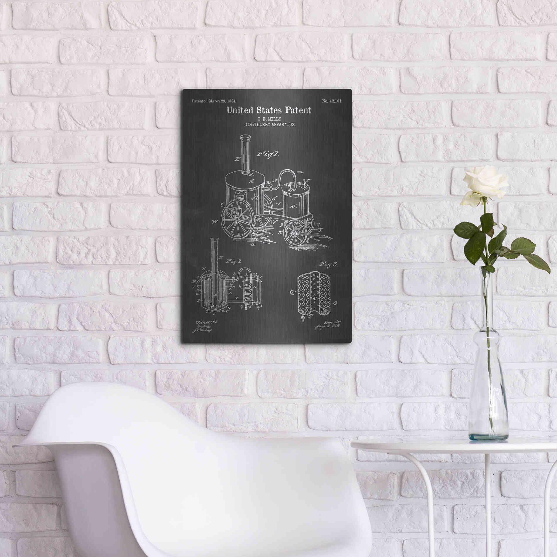 Luxe Metal Art 'Distillery Apparatus Blueprint Patent Chalkboard' Metal Wall Art,16x24