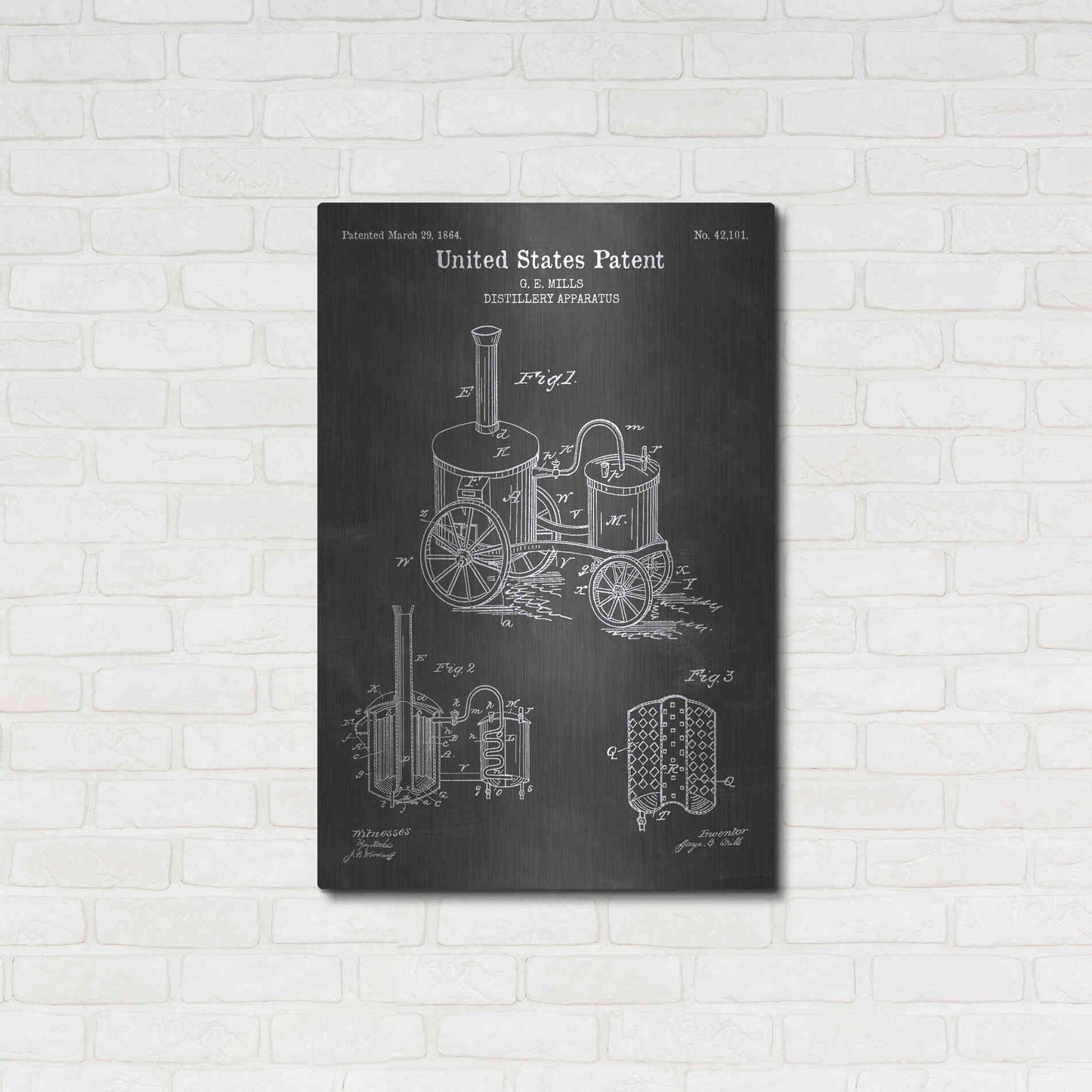 Luxe Metal Art 'Distillery Apparatus Blueprint Patent Chalkboard' Metal Wall Art,24x36