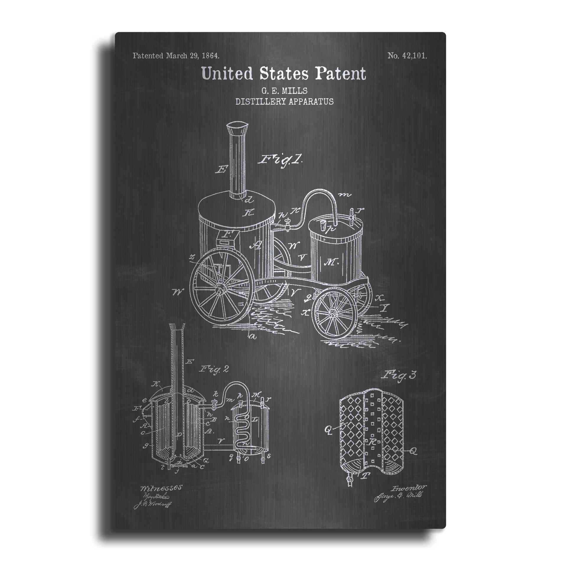 Luxe Metal Art 'Distillery Apparatus Blueprint Patent Chalkboard' Metal Wall Art